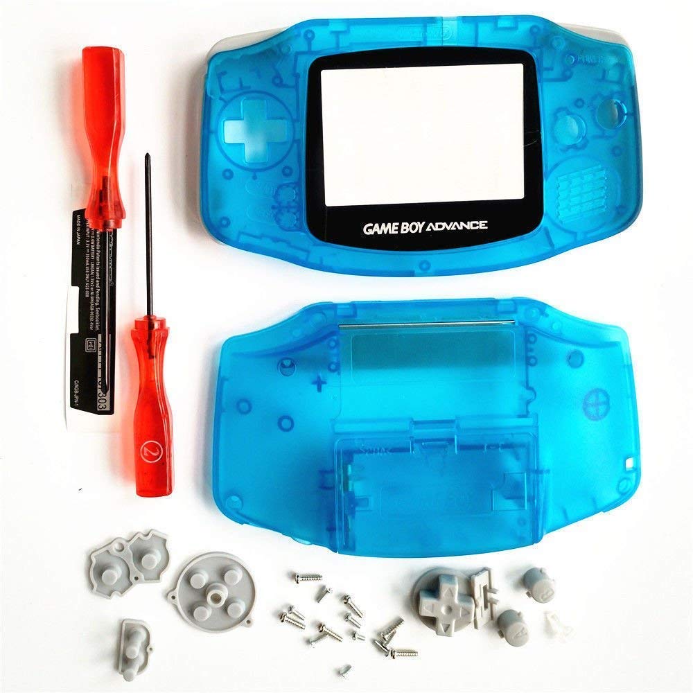 Housing Shell Case Cover Replacement for Gameboy Advance GBA Luminous Transparent Blue
