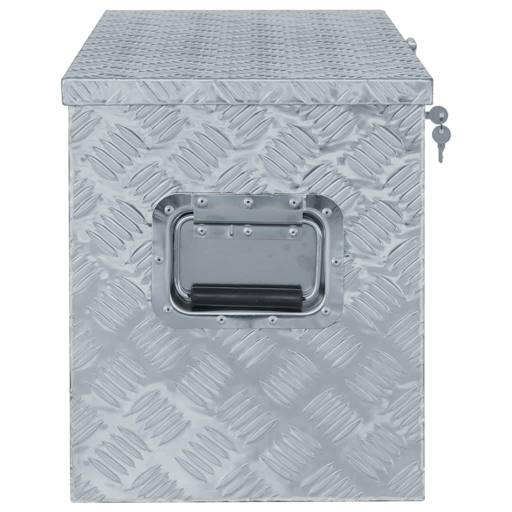 Caja de Aluminio Grande Almacenaje Multiusos Caja para Herramientas Grande Almacenaje Box 90,5x35x40 cm Plateada