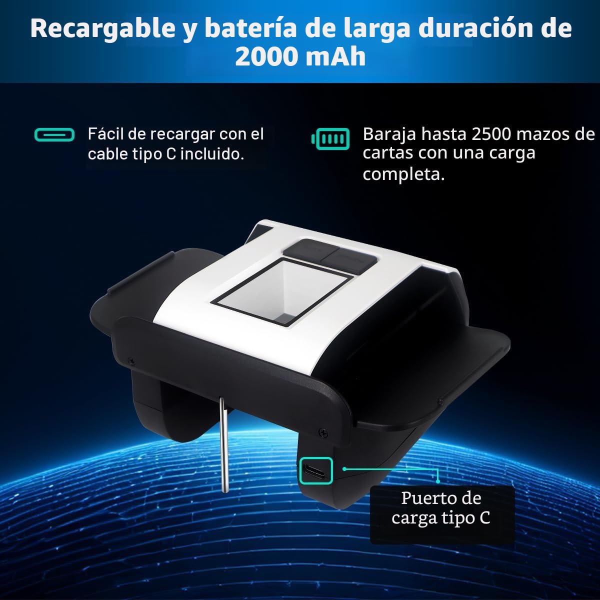 ShuffleBox S1 Barajador Automático de Tarjetas con Batería Integrada Recargable de 2000mAh, Máquina de Mezclado Ultra Silencioso para 2 Barajas