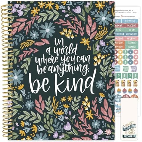 bloom daily planners 2025 (8.5" x 11") Calendar Year Day Planner (January 2025 - December 2025) - Weekly/Monthly Dated Agenda Organizer with Stickers & Tabs - Be Kind Cover