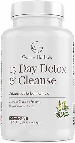 GENIUS HERBALS Desintoxicación y limpieza de 15 días ayuda a eliminar toxinas, apoya la salud digestiva