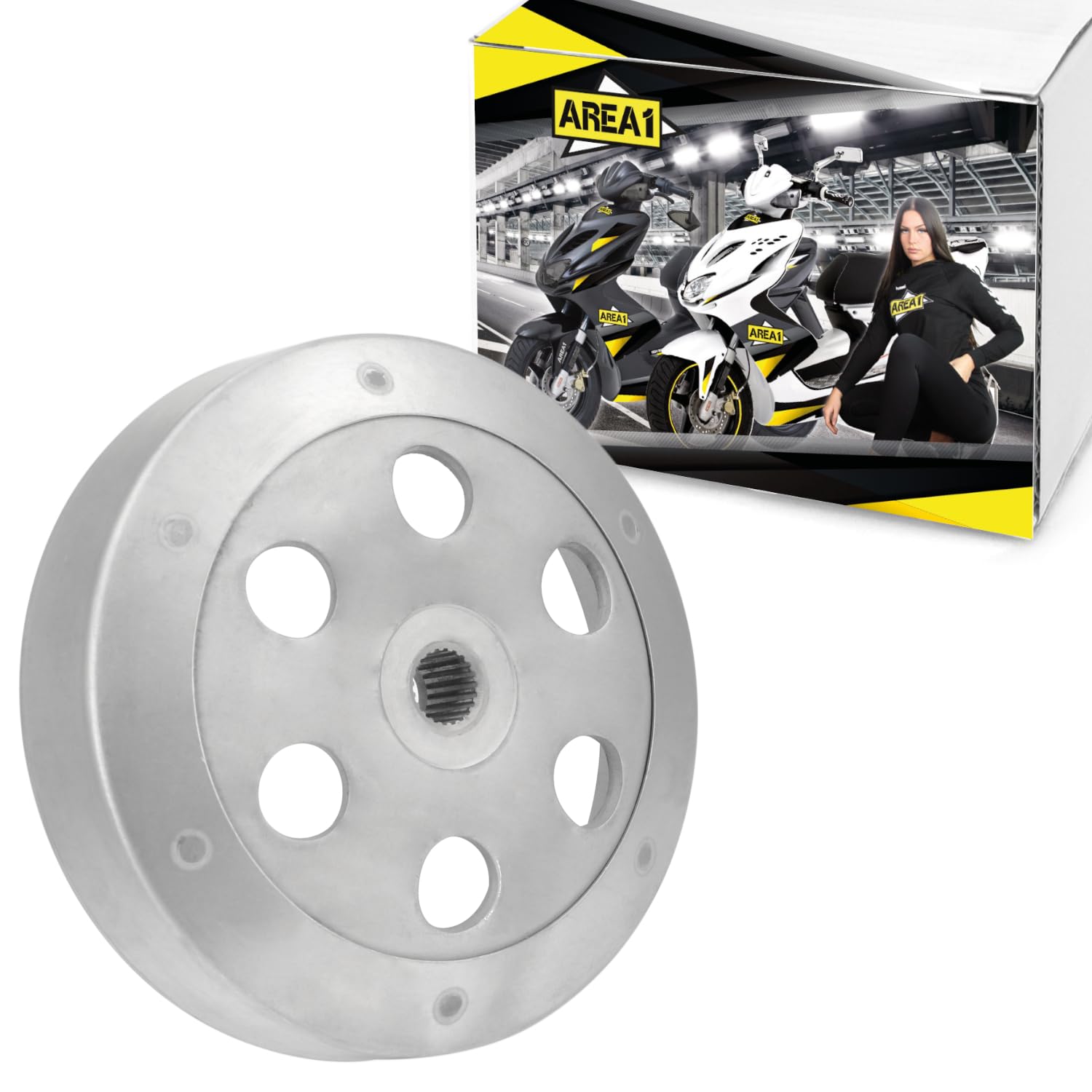 Area1 Cloche d'embrayage de rechange 50cc 107mm Scooter compatible avec Aerox Jog Neos, Runner, NRG TPH, ET2 ET4 Sprint, Speedfight 2 3 4 Jetforce, GY6 139QMA/QMB
