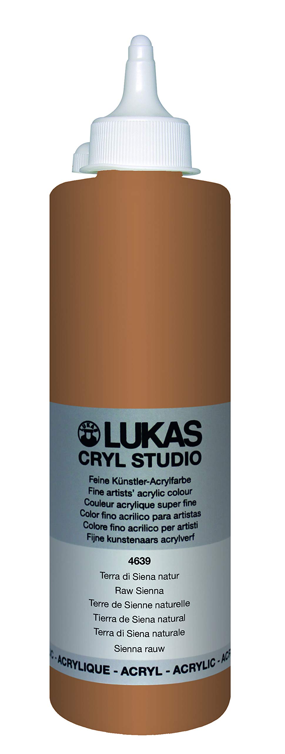 CRYL Studio Artist Acrylic Paint, Raw Sienna, 500 ml Bottle - High Pigment Acrylic Paints for Canvas Painting, Large Scale Works - Medium-Viscosity, Water-Mixable, Fast Drying