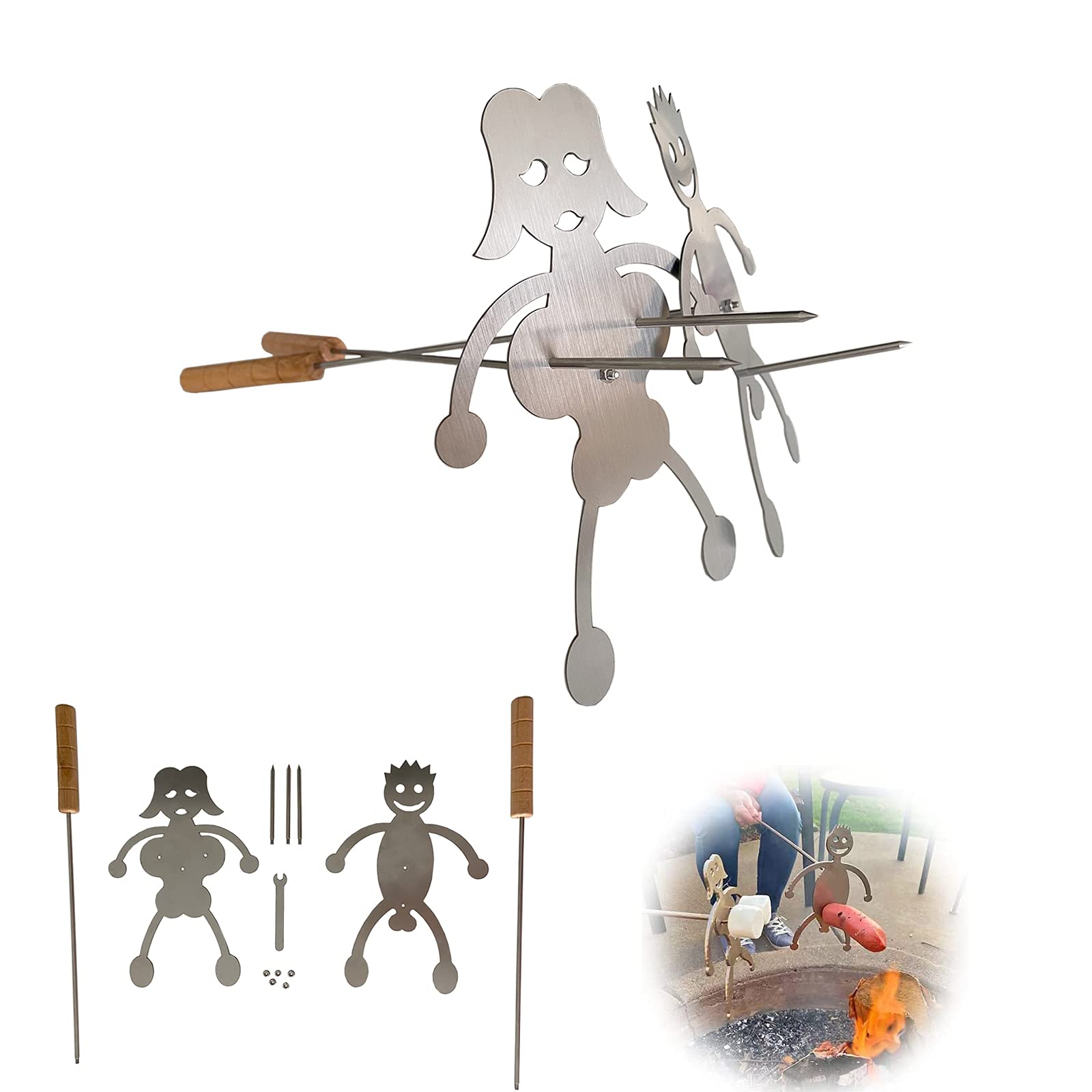 CestZSL Steel Hot Dog Marshmallow Roasters Camfire Skewer Stick 304