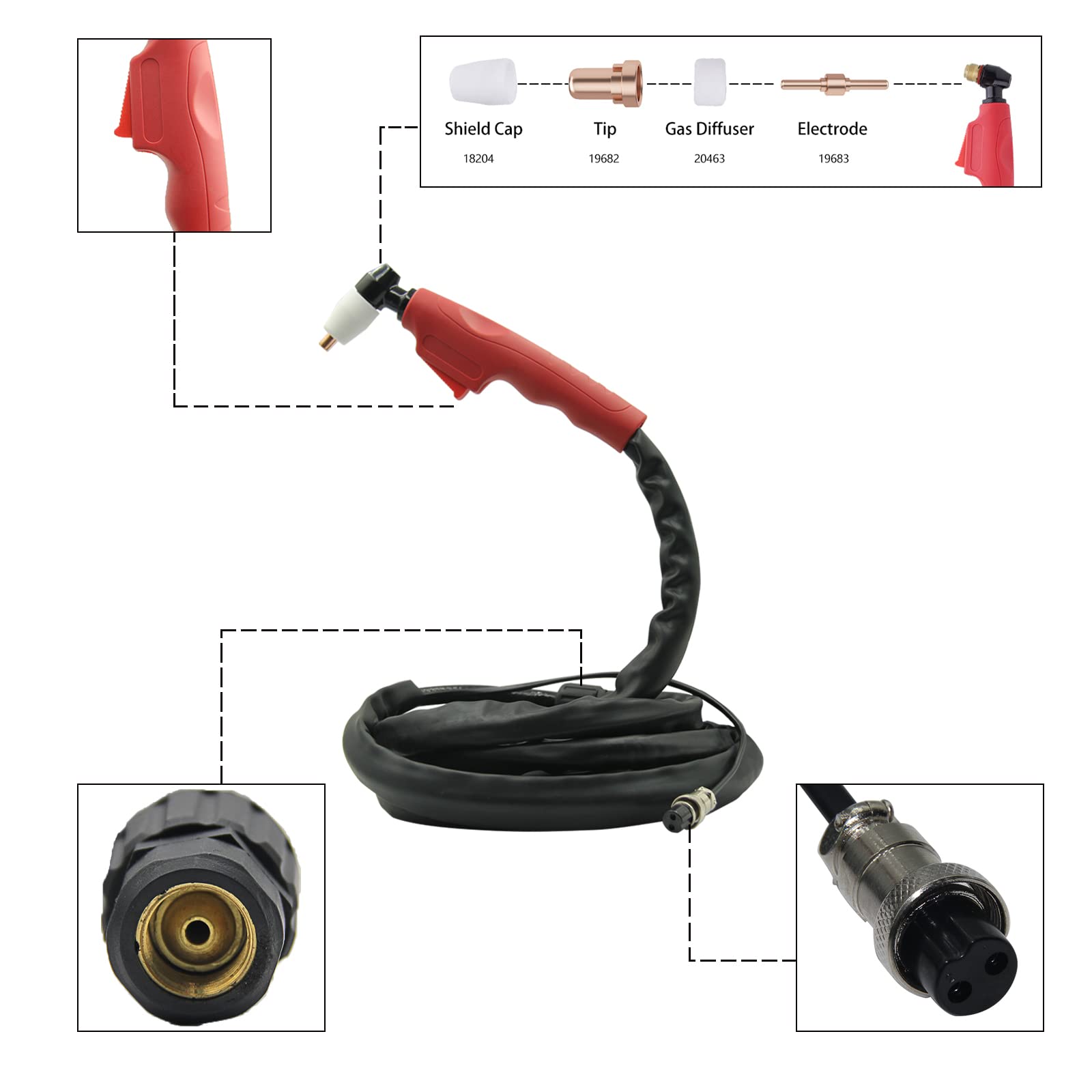 Welding Knight PT-31 Air Plasma Cutting Torch with 13 Feet