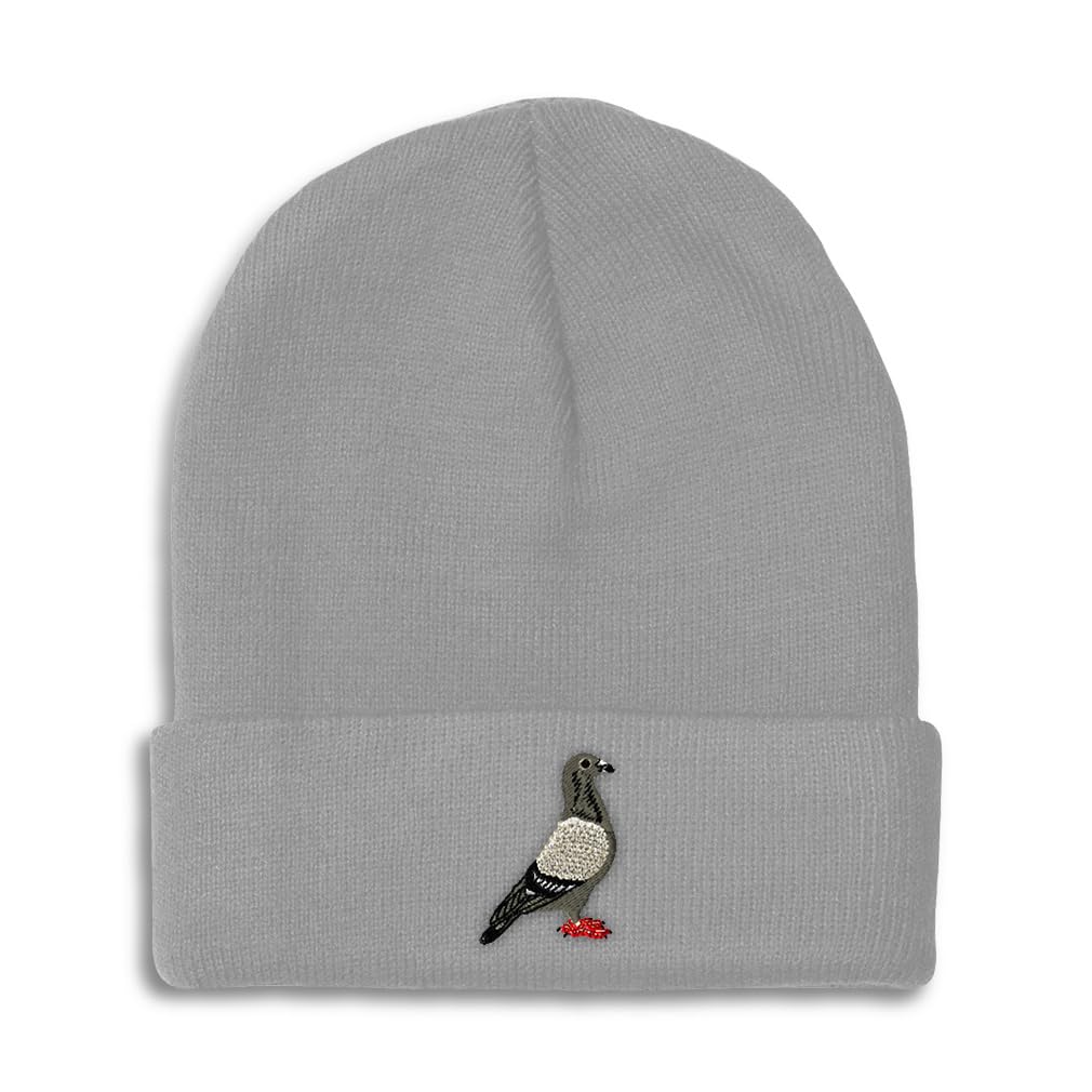 Custom Beanies for Men Pigeon B Embroidery Birds Winter Hats for Women Acrylic Skull Cap 1 Size