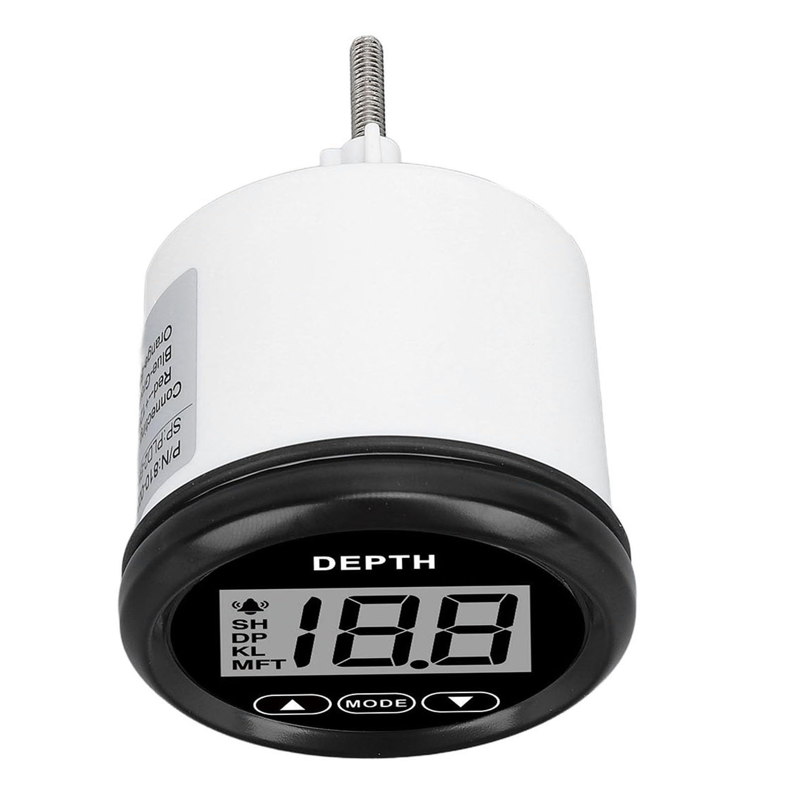 Generic 12 V 52 Mm Cyfrowy Wskaźnik Głębokości z Alarmem i Podświetleniem dla Jachtów, Wodoodporna Morska Dźwięk Głębokości dla naczyń Rybackich (81000245 czarna ramka czarna tarcza)