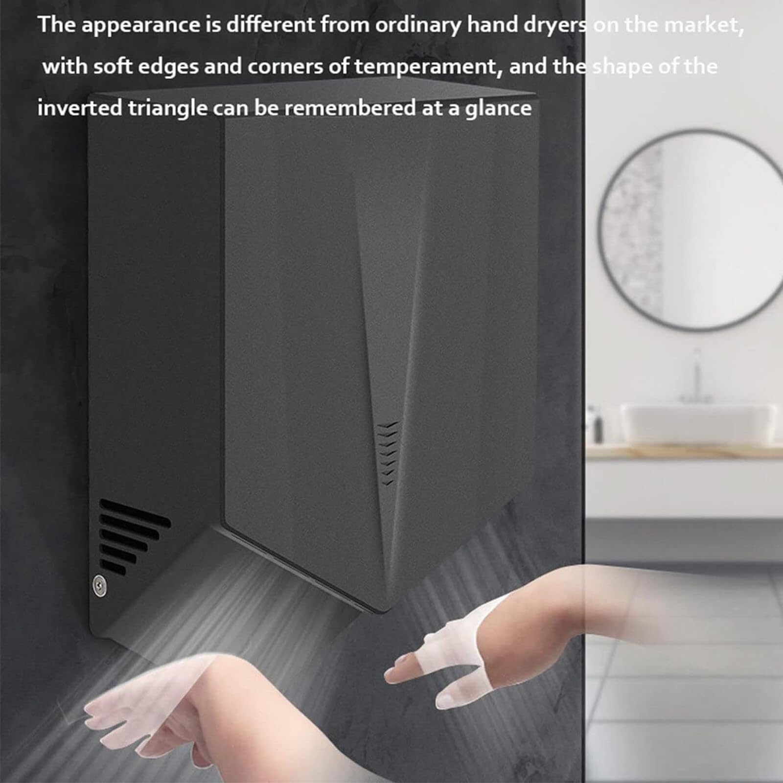 Sèche-mains électrique automatique, sèche-mains électriques muraux commerciaux, sèche-mains à induction automatique, sèche-mains à grande vitesse for cuisine, salle de bain et toilettes(Black)