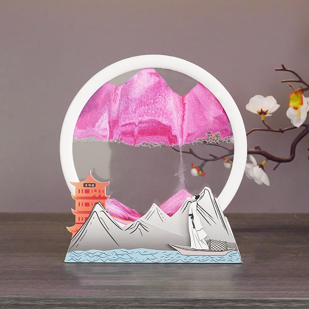 Image D'art De Sable Mobile, Paysage De Sable En 3d En Mouvement, Peinture D'art De Sable Dynamique 3D, Sablier Decoratif Cadre Sable Mouvant Pour Les Cadeaux De Décoration De Bureau À Domicile ( Colo