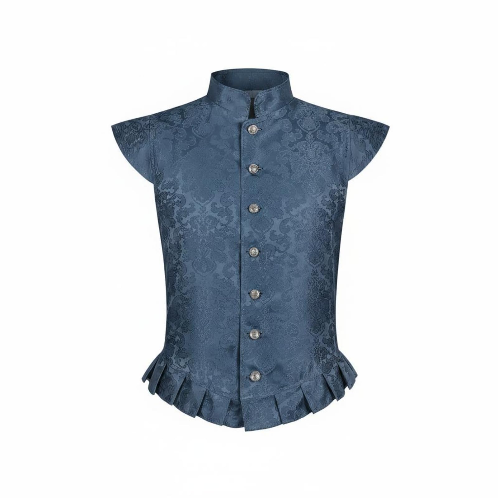 Floral Pattern Tudor Performance Vest Sleeveless Tudor Doublet Vest Stand-up Collar Pirate Waistcoat Button Front for Men, Theater, Party, Blue|Clothing, Shoes & Accessories | Wedding & F-image-45