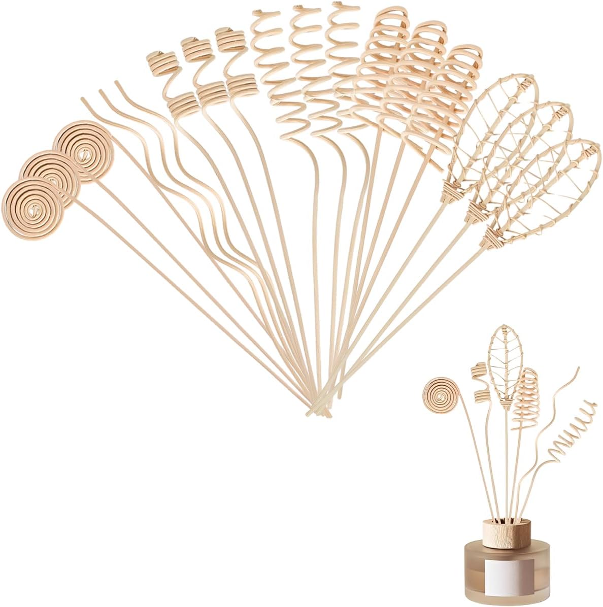 Bastoncini decorativi efficaci per diffusori decorativi in ​​legno di rattan da 18 pezzi per il bagno dell’ufficio domestico