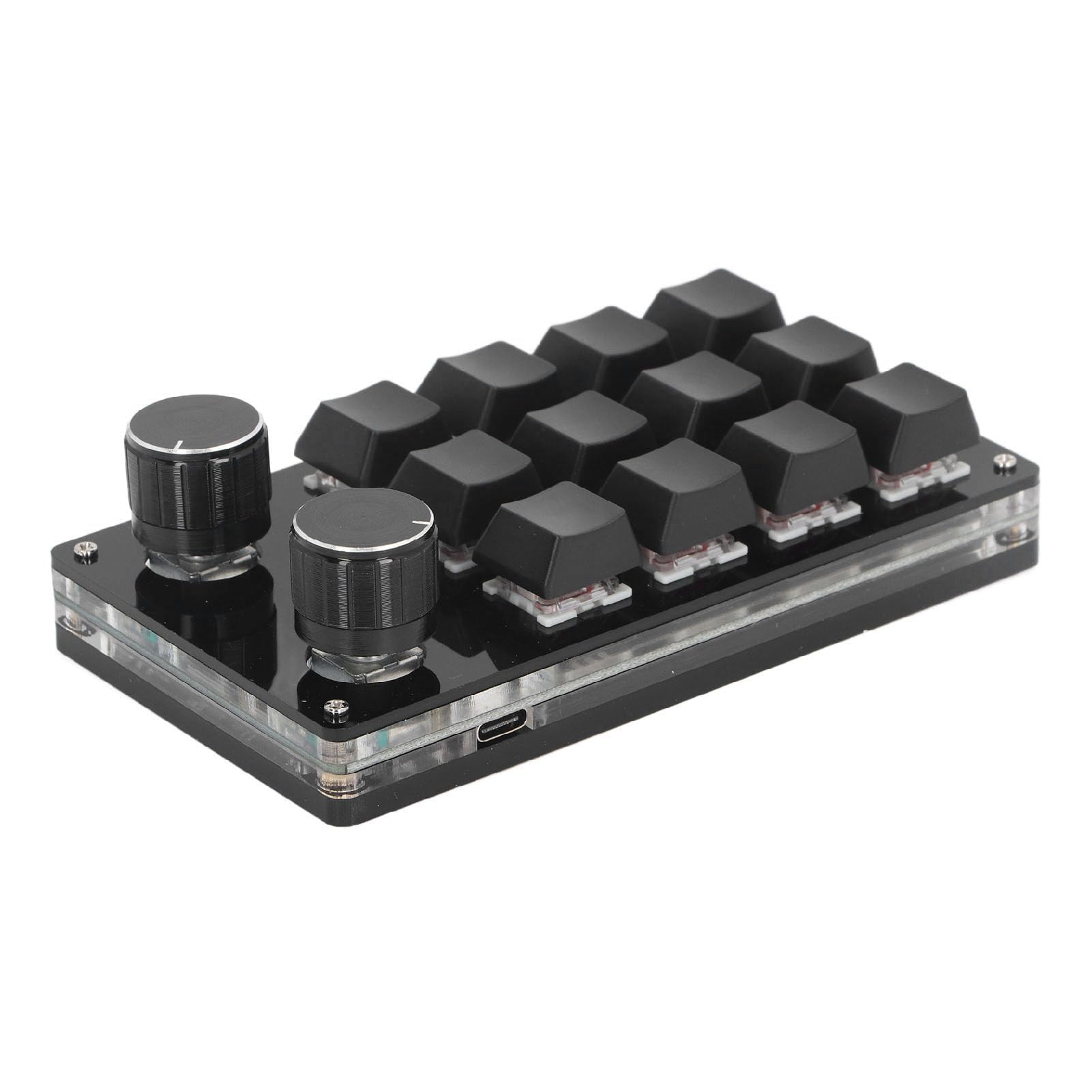Walfront Teclado Mecánico Programable para Juegos con Interruptor Rojo de 12 Teclas, Perillas Dobles, Atajos Complejos, Música, Oficina,patible con OS X