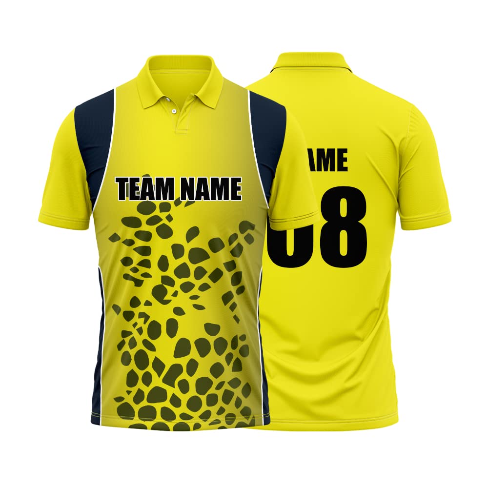 Cricket Polo Collar Sports Jersey for Men with Team Name, Name and Number Printed | Cricket t Shirts for Men Printed with Name | Cricket Jersey with My Name | DOdr1008-C01242023-C-POLO-89