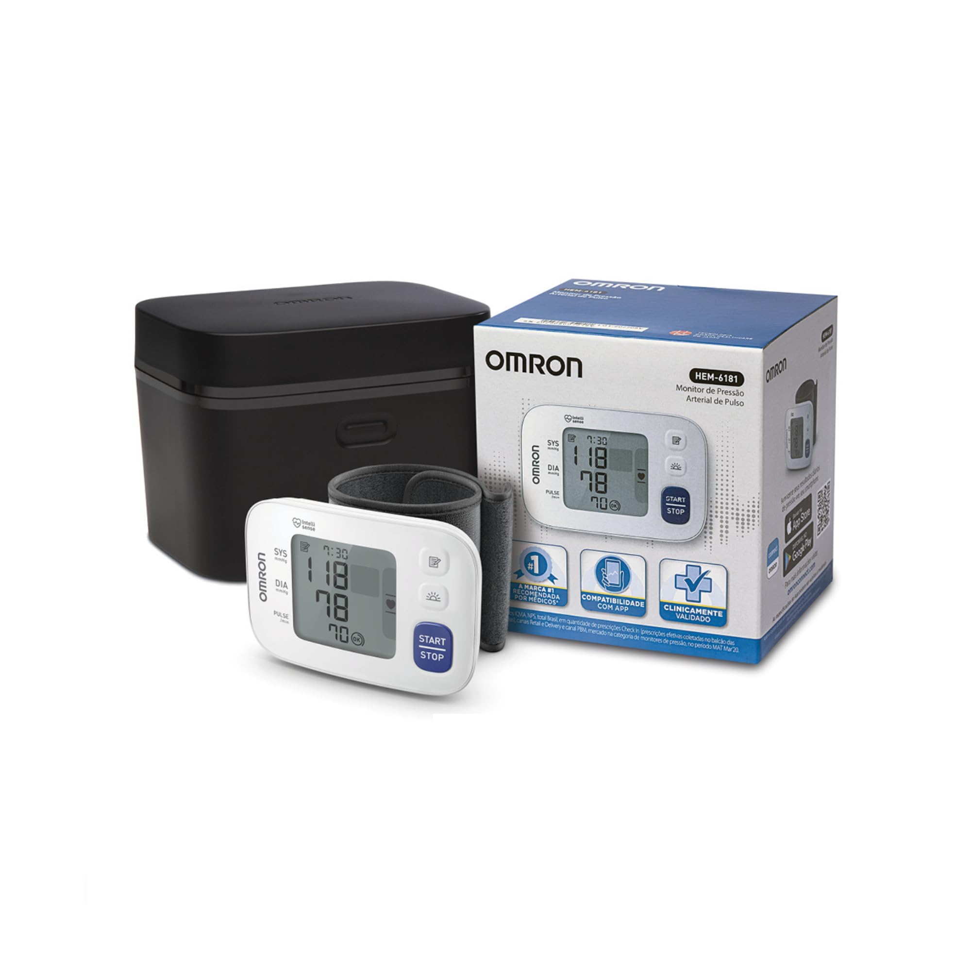 Aparelho De Pressao Digital De Pulso Omron HEM-6181 Medidor De Pressao Arterial