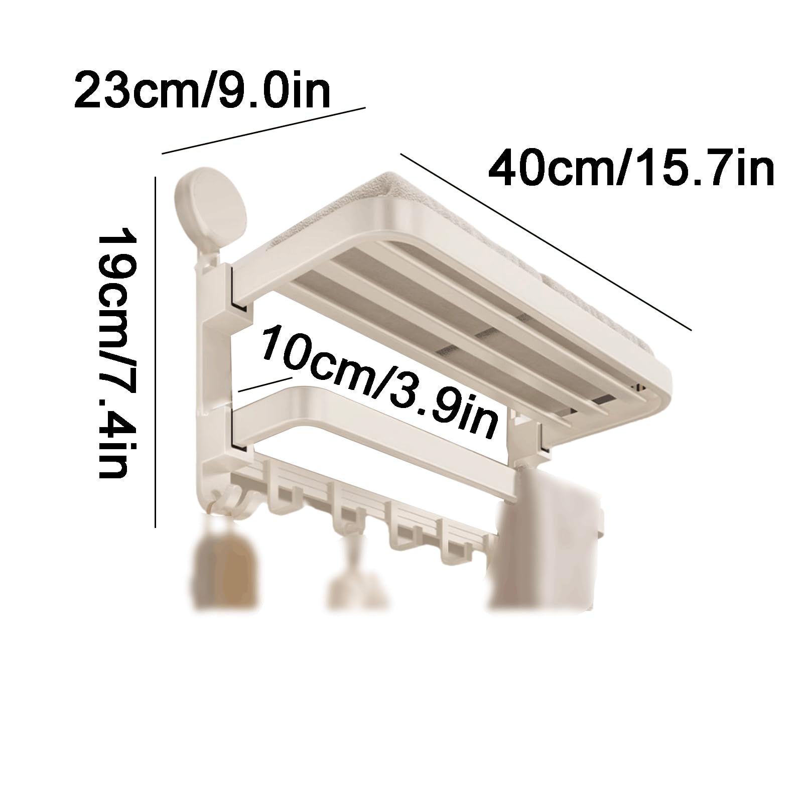 Versátil Estante de baño montado en la Pared, Estante de baño con Ventosa, Estante de baño de Aluminio, Estante de baño Plegable Multifuncional Sólido