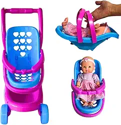 Carrinho de Boneca vira Bebê Conforto 2 em 1 Brinquedo Menina Rosa Faz de Conta