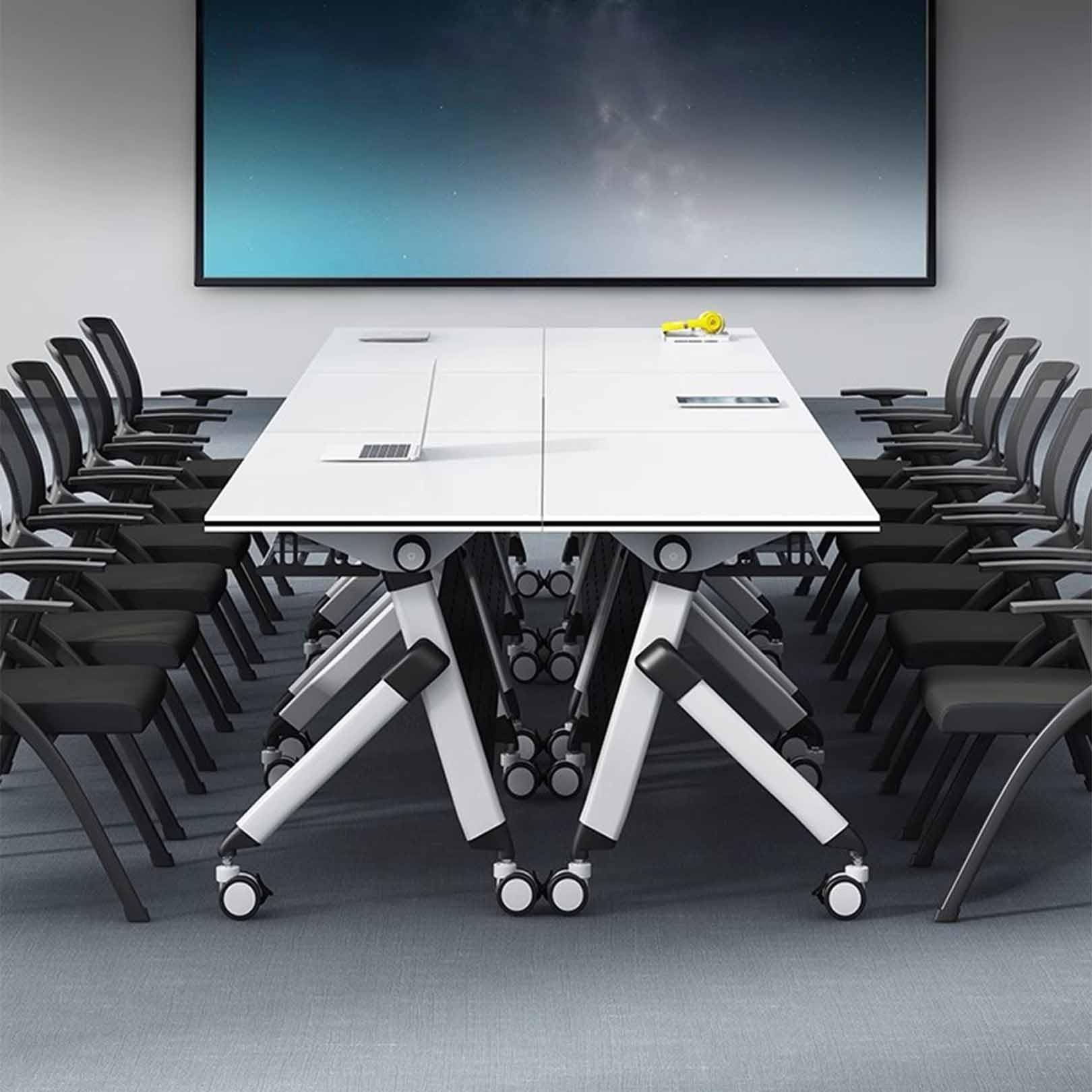 Tavolo da conferenza pieghevole con ruote bloccabili, postazione di lavoro modulare per riunioni e collaborazione, ideale per casa, ufficio, studio e spazi flessibili