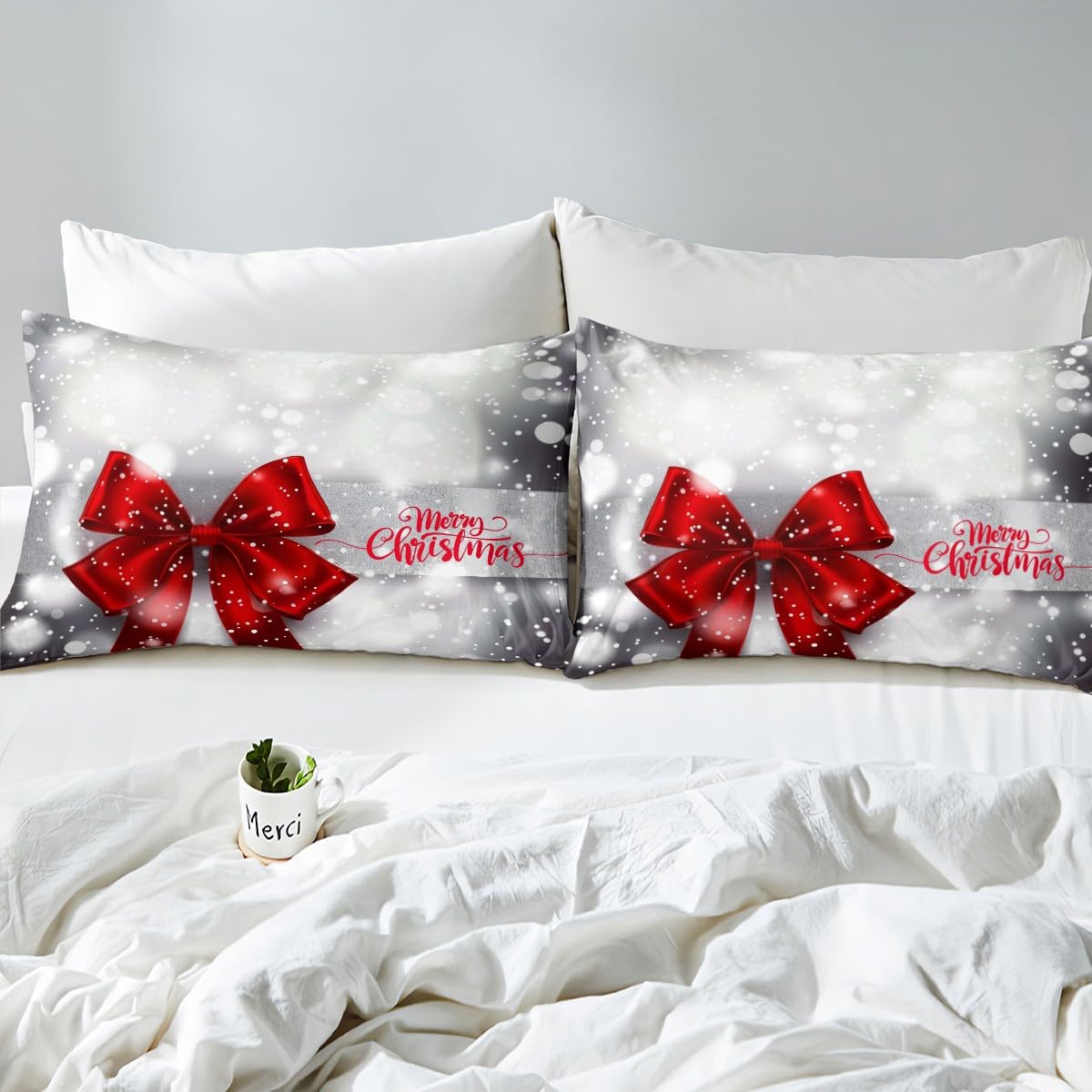 Erosebridal Christmas Tree Kids Bedding Set - Toddler Size Duvet Cover & Pillowcase, Holiday Themed Bedspread