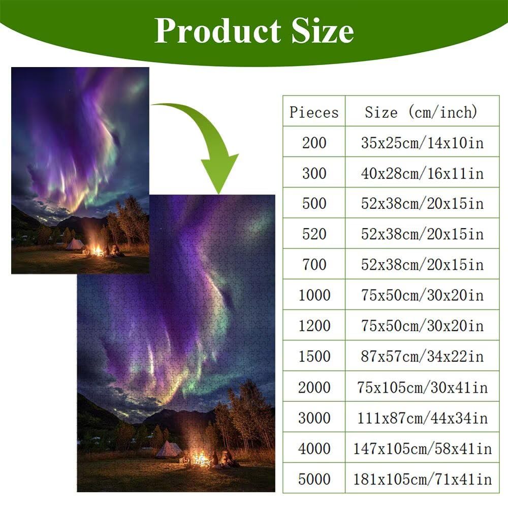 Puzzle 1000 Pezzi - Aurora & Paesaggio - Puzzle in Legno Durevole con Lettere sul Retro - 75 x 50 cm - Hobby Creativo Senza Polvere - Articolo per Collezionisti e 14 Anni in Su P3#1320