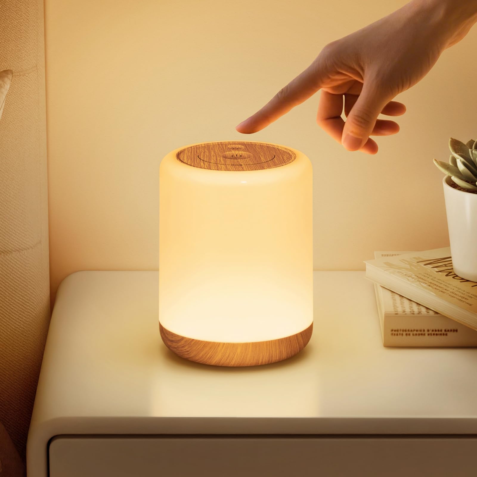 CAKLIK Nachttischlampe Touch Dimmbar, LED Nachtlicht Kinder mit 256 RGB Farben & 3 Modi & Timing, 2000mAh USB Aufladbar Stilllicht Dimmbar Nachtlampe für Schlafzimmer Kinderzimmer