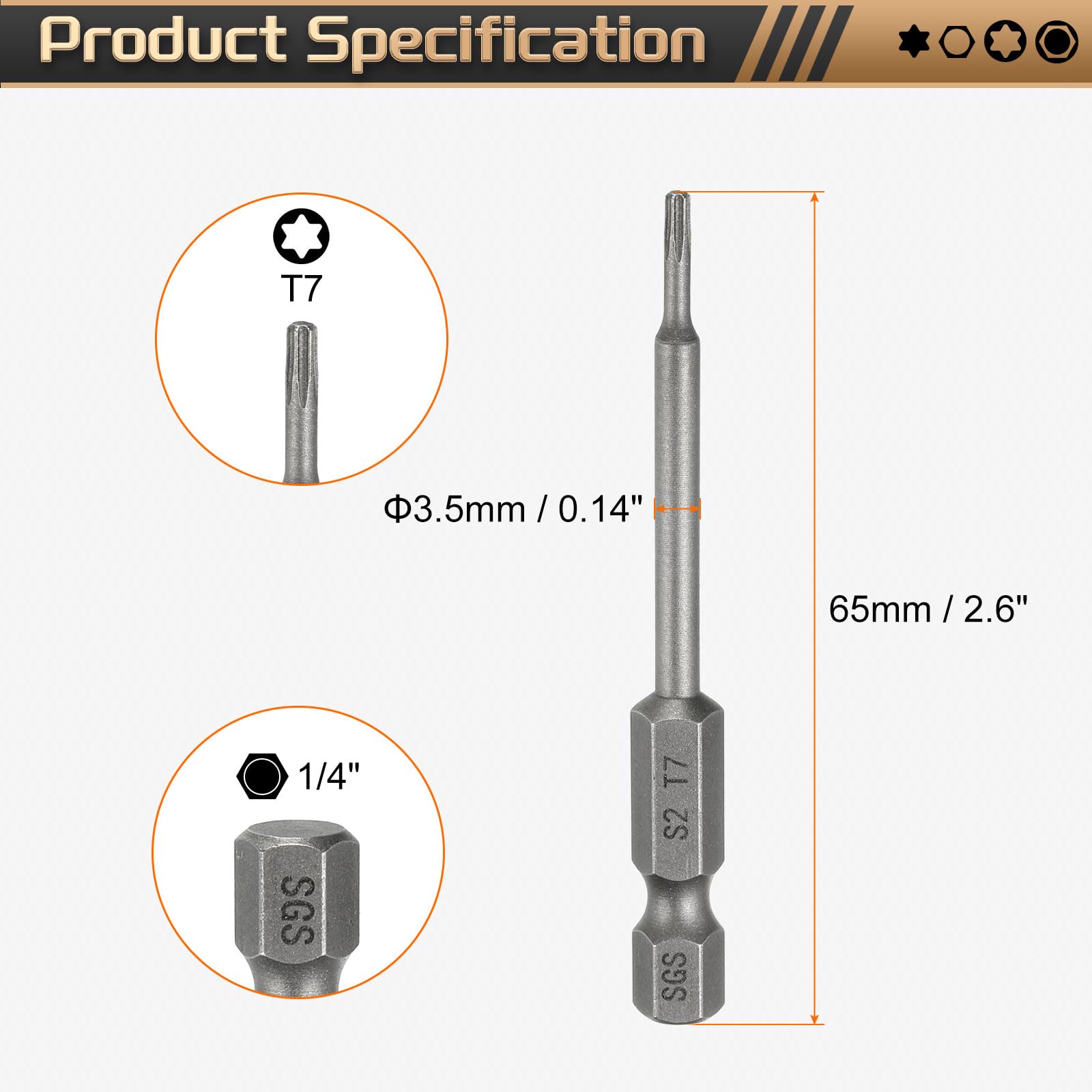 HARFINGTON T27 Torx-Bits – 65 Mm, Magnetisch, Manipulationssicher, S2-Stahl Für Elektrowerkzeuge