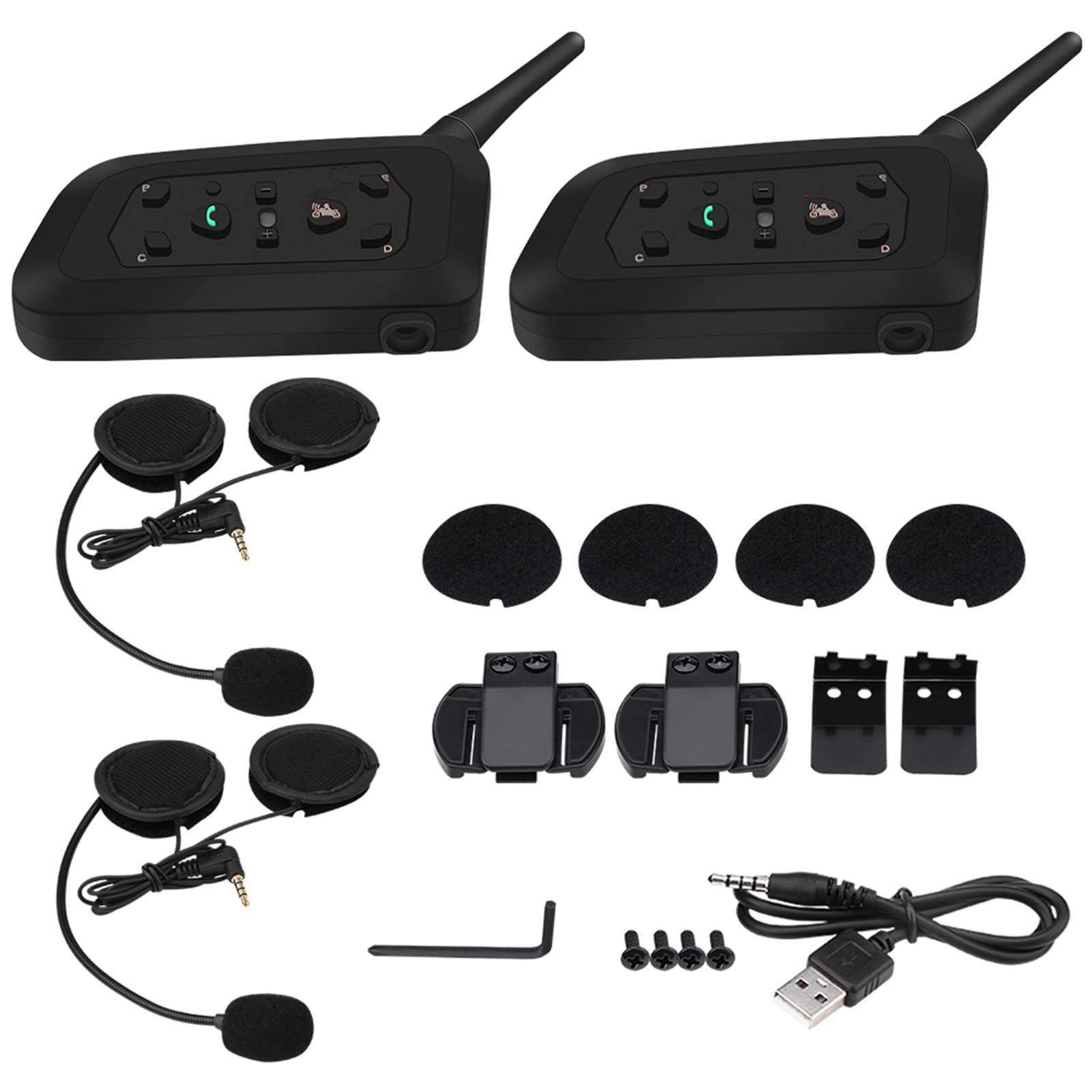 Tbest V6 Pro Intercomunicador Bluetooth para Motocicleta Interfono para 6 Conductores Comunicación Alcance de 800 Metros Bluetooth 5.1 para Casco con Tiempo de Conversación de 29 Horas (Bolsas dobles)