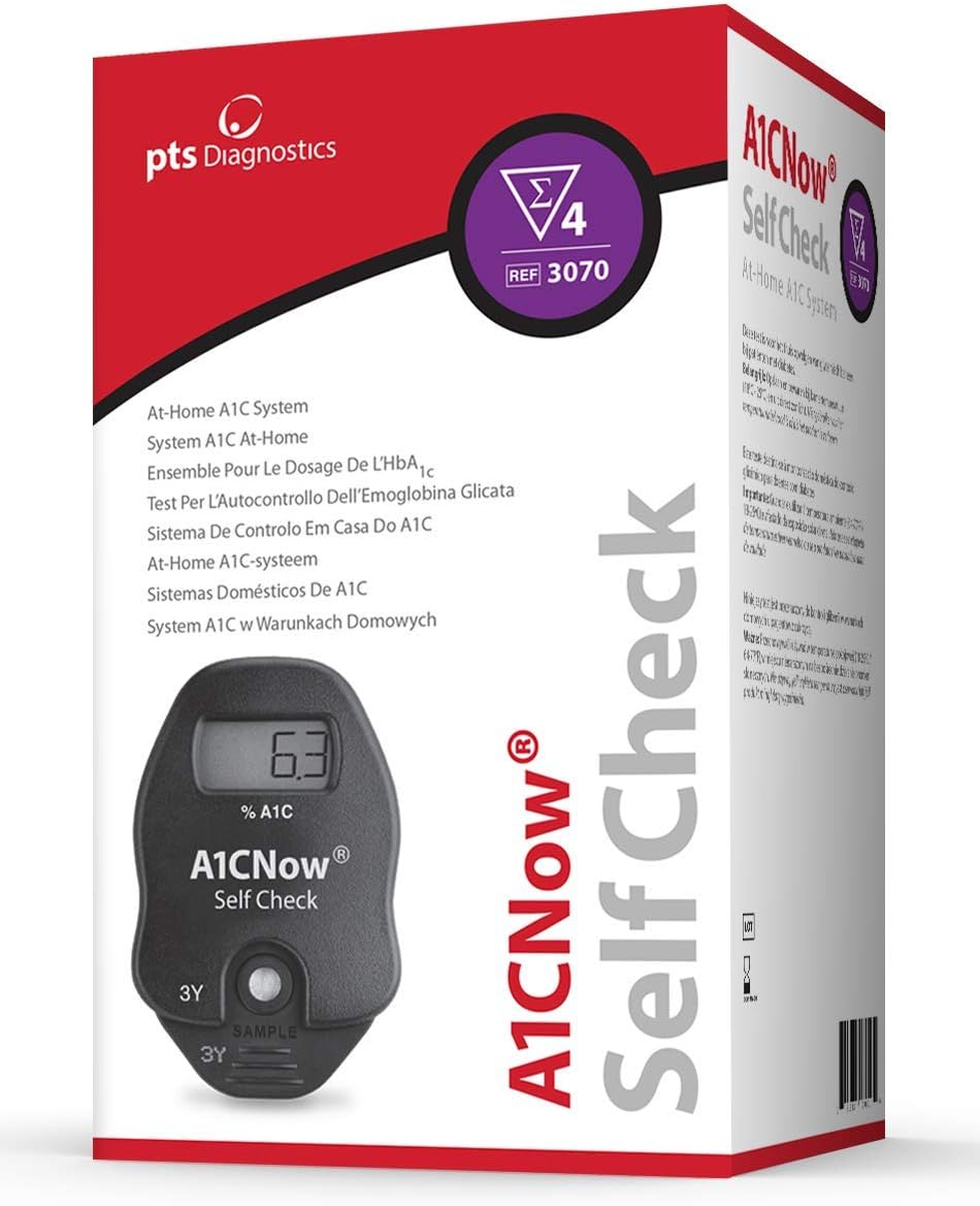 A1CNow Self Check at-Home A1C System | 4 Test Kit | Quickly & Easily Measure Long-Term Blood Glucose Value HbA1C & Monitor Glycaemic Control Preventively and in Patients with Diabetes | VAT Relief