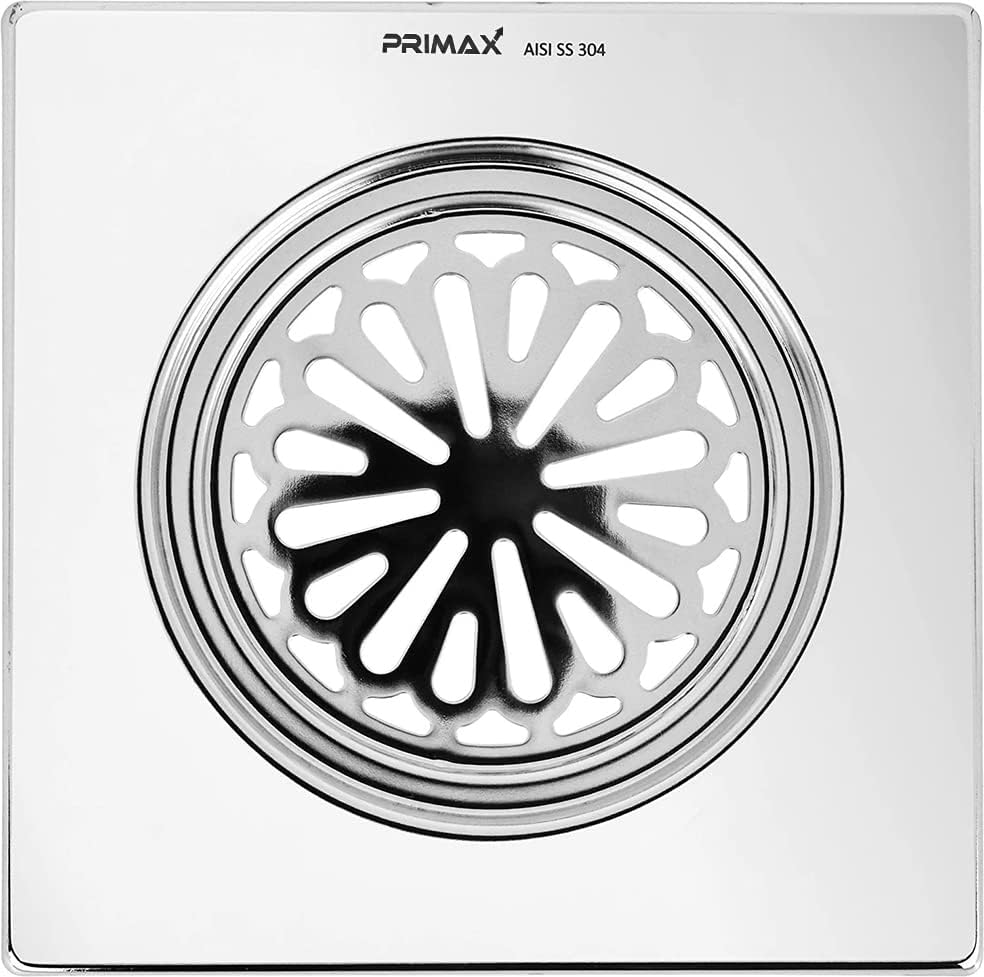 Image of Plantex (Primax) 304 Grade Stainless Steel Bathroom Drain Cover /Floor Drain /Drainage Cover /Bathroom Drain Jali - 6x6 inch (Chrome)