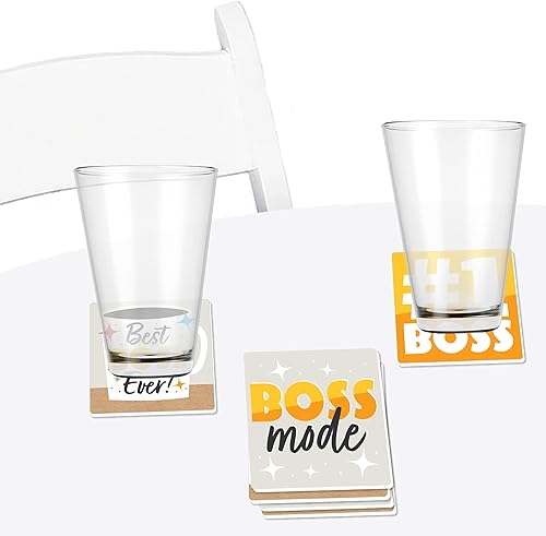 Miniatura 3 de Big Dot of Happiness Happy Boss's Day - Juego de 6 posavasos divertidos para el mejor jefe jamás