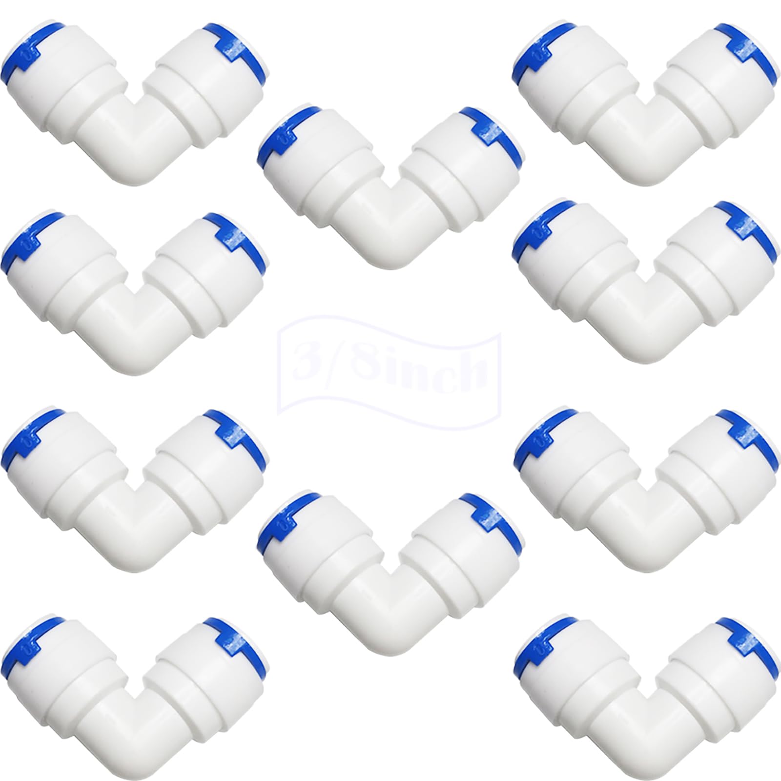 CESFONJER Ro Water Filter Fitting, 10 Pcs 3/8" Elbow Push Fit Quick Connect, for Water Filter Dispensers and Reverse Osmosis — image 1