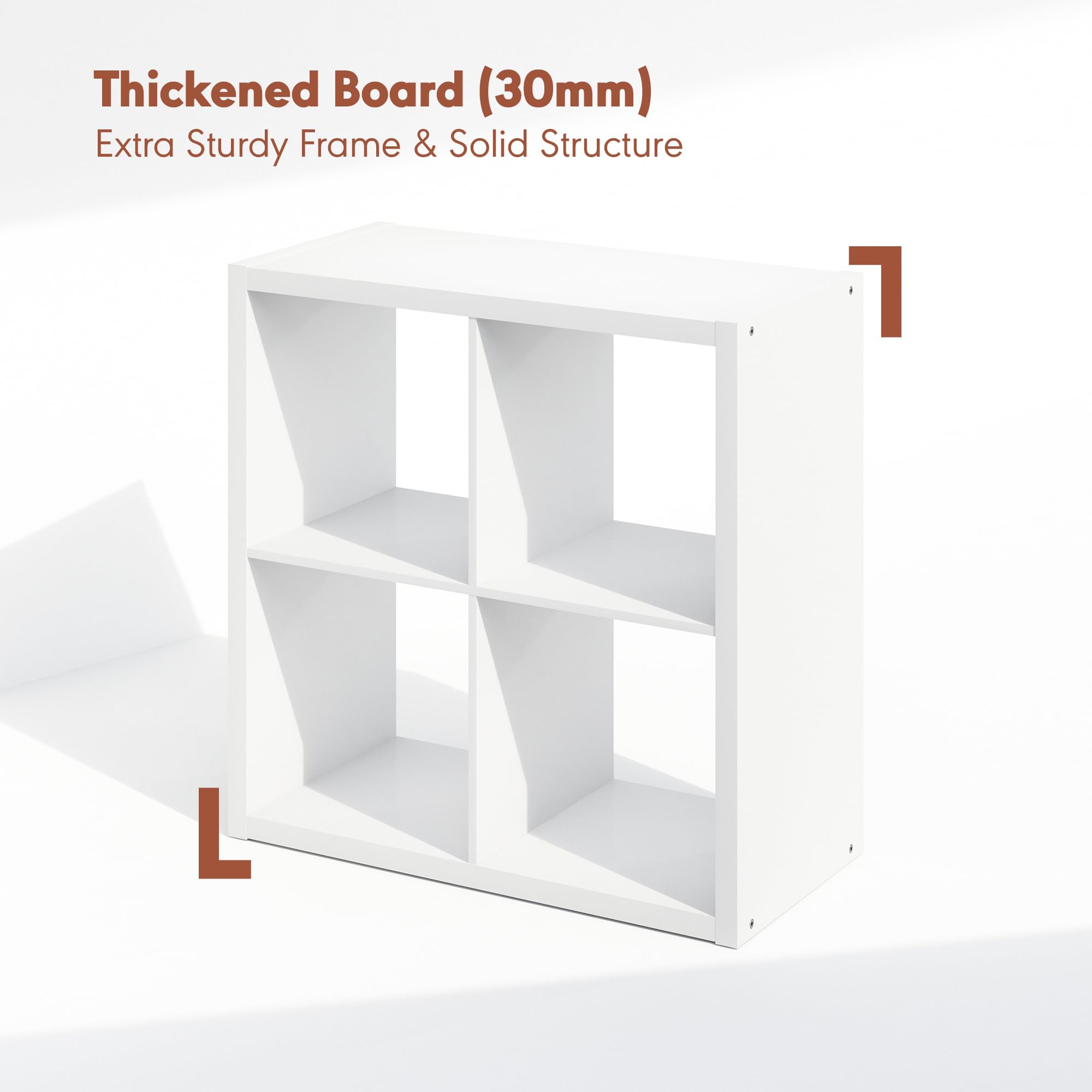 Furinno Cubicle Meuble Tourne-Disque avec Rangement pour Vinyles, 4-Cube Rangement pour Disques Vinyles 1.2 Extra Épais, Multimédia Ouverte À L'Arrière pour CD DVD Disques De Jeu Blu-Ray, Blanc