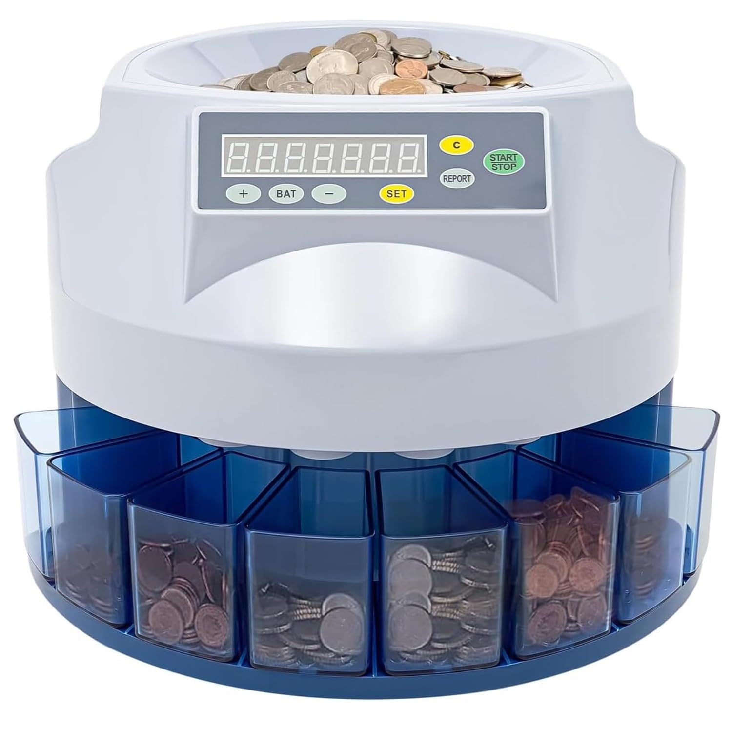 Macchina selezionatrice di monete, contatore di monete elettrico con display, 200 monete/min, autocontrollo dei guasti, design durevole, smistamento preimpostato per aziende e supermercati