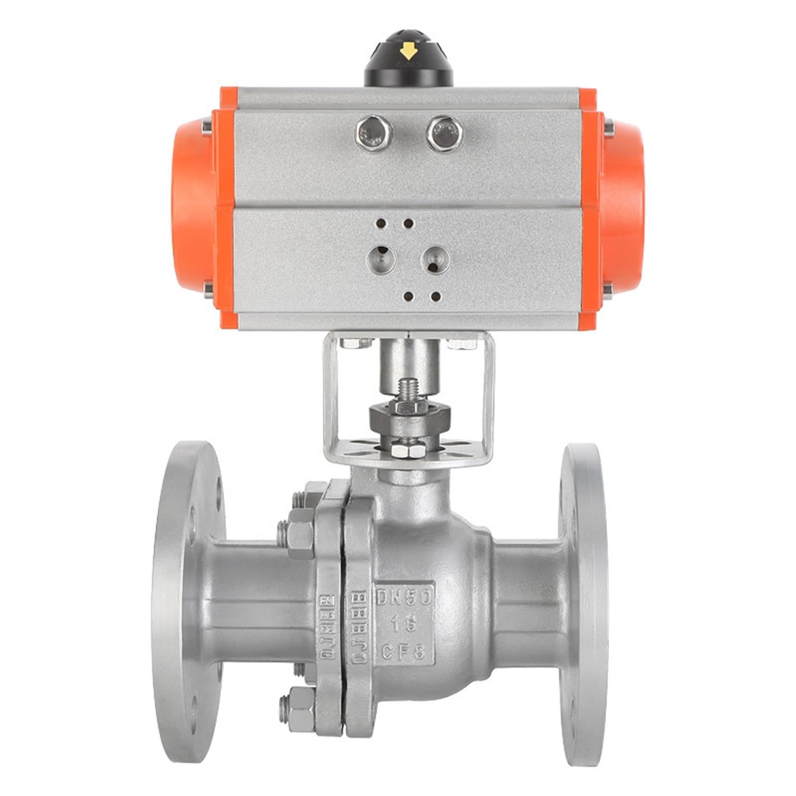 HDPHCRIUN Q641F DN50 2inch 304 Stainless Steel Pneumatic Flanged Ball Valve Double Acting Cylinder High Temperature Steam Flange 1Pcs