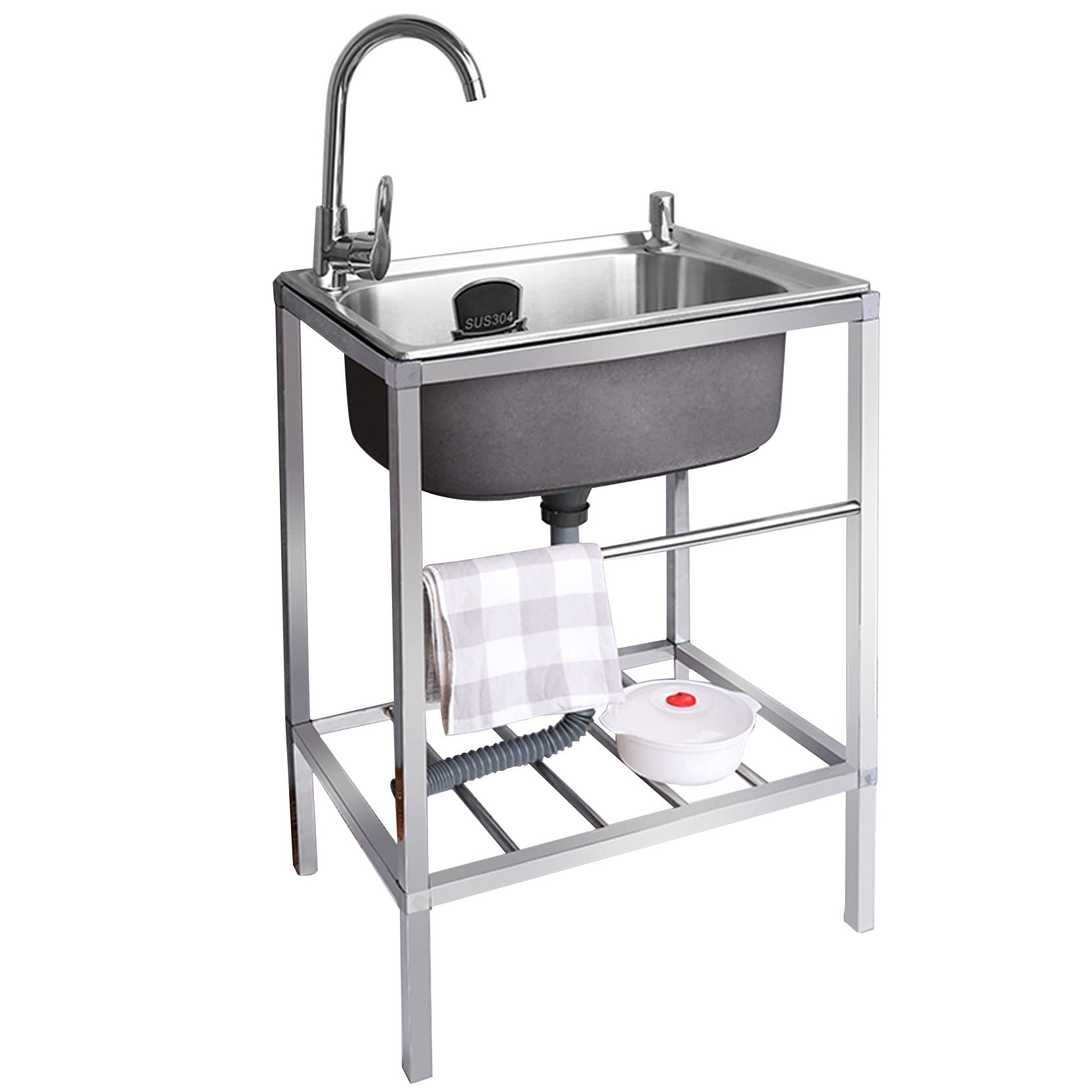 Évier utilitaire résistant en inox pour éviter les éclaboussures