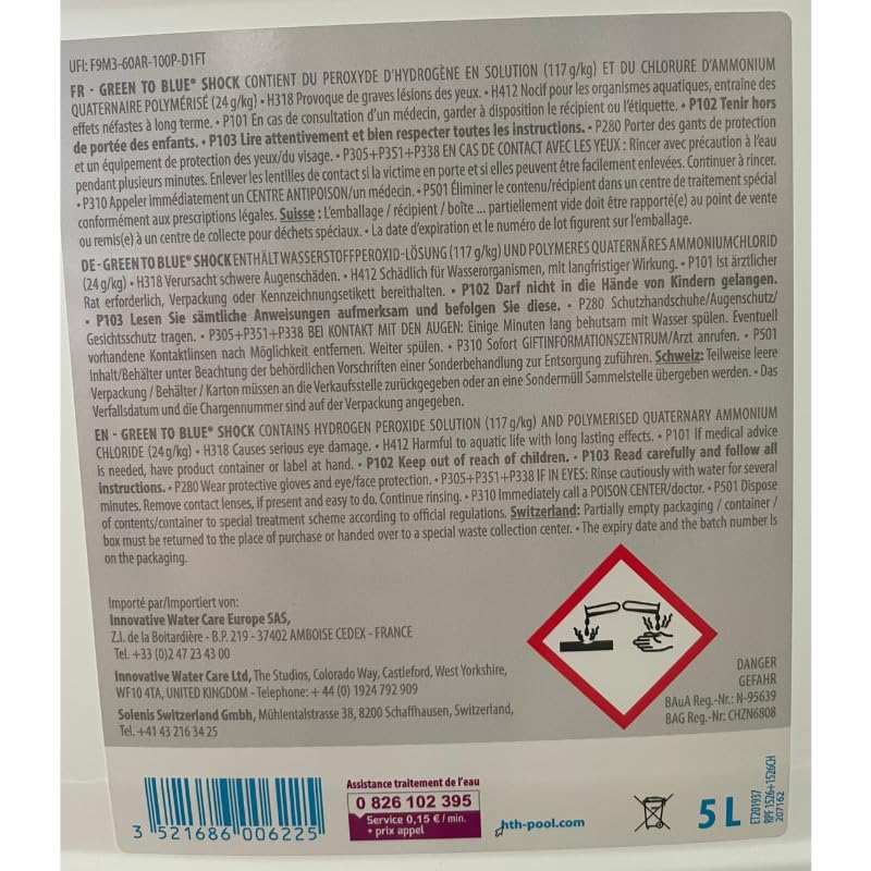 HTH Green to Blue Shock - Rattrapage Eau Verte - 5 l. + 12 Tests OFFERTS 7 en 1