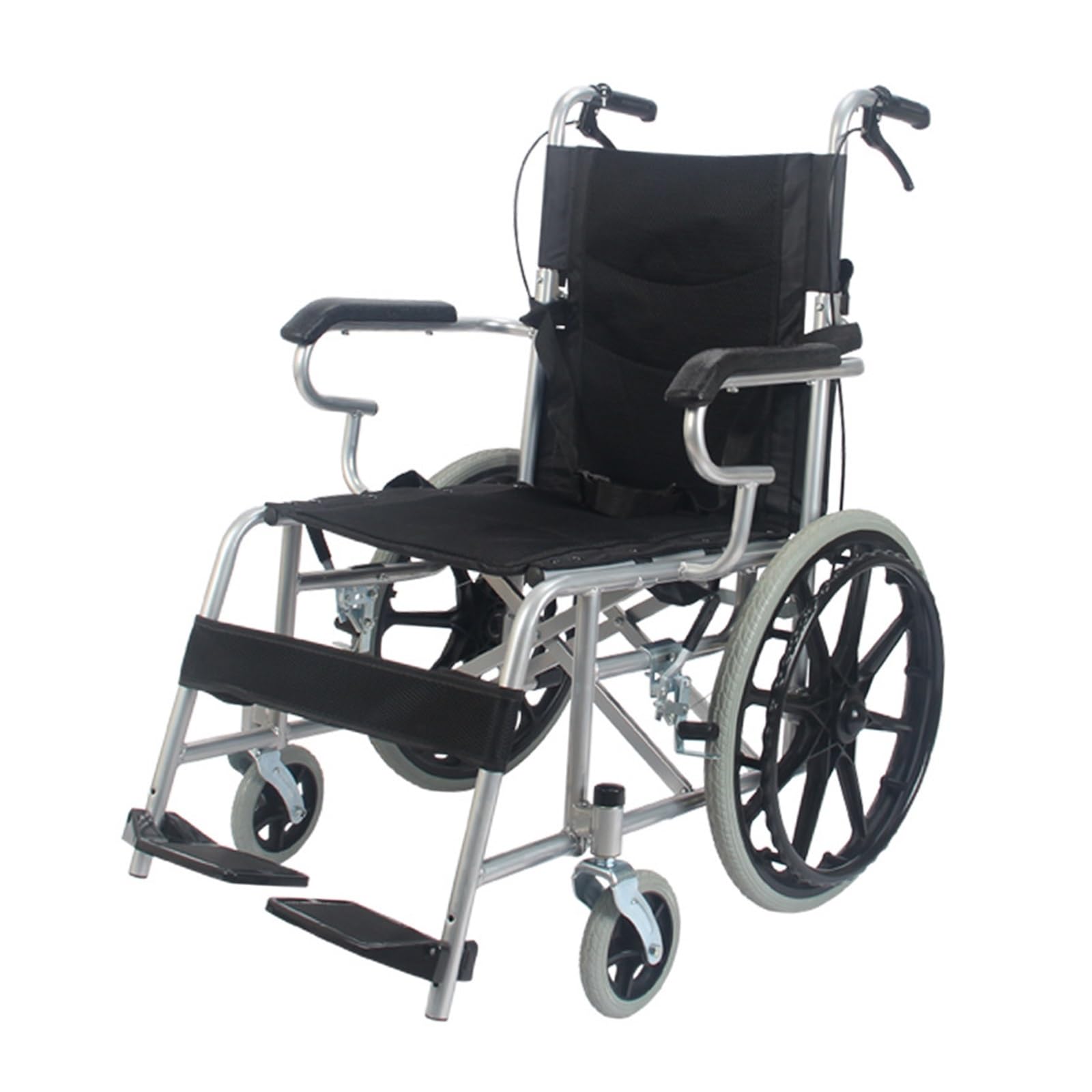 Silla De Ruedas Plegable Ultraligera Para Adultos| 12 Kg, Carga Máxima 100 Kg, Válida Para Vuelos Y Equipaje De Mano, Plegable Con Una Sola Mano, Apoyapiés Extraíbles Y Bolsillo Trasero