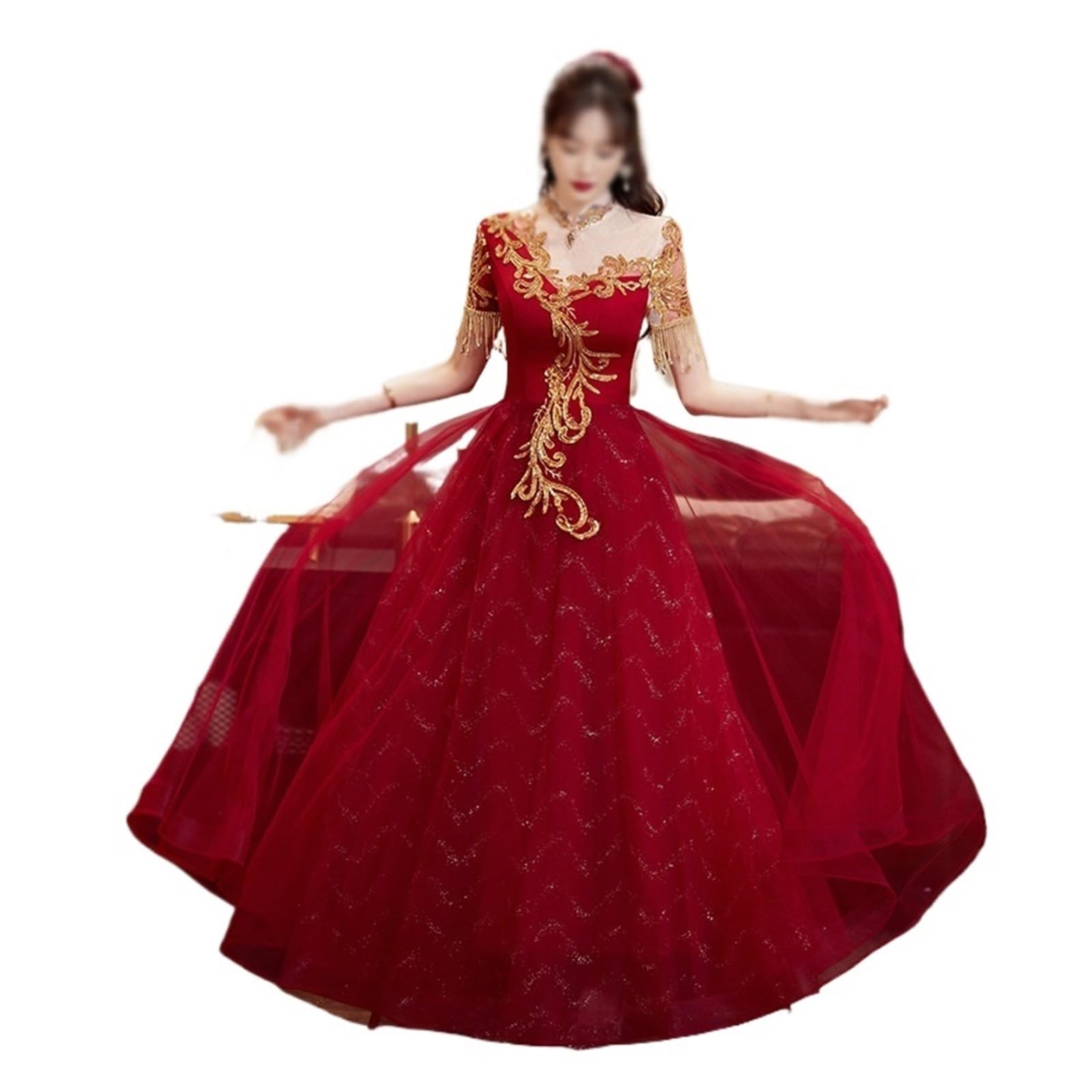 Robe rouge chinois de défilé majestueuse tenue de scène Studio Grande