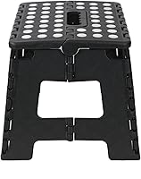 Vista 4 de Home Basics Taburete plegable grande de plástico con puntos antideslizantes, color negro