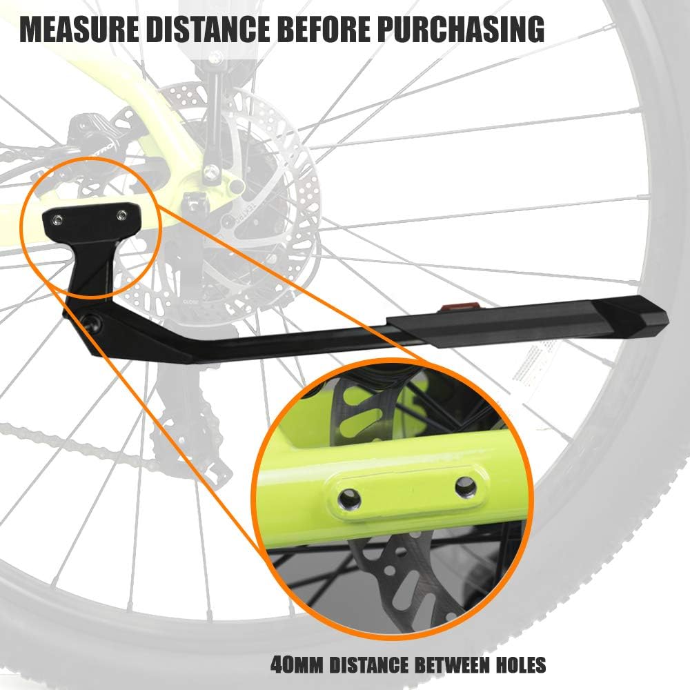 BV Béquille de vélo arrière robuste réglable pour vélo électrique de 61 à 73,7 cm (distance entre les trous)