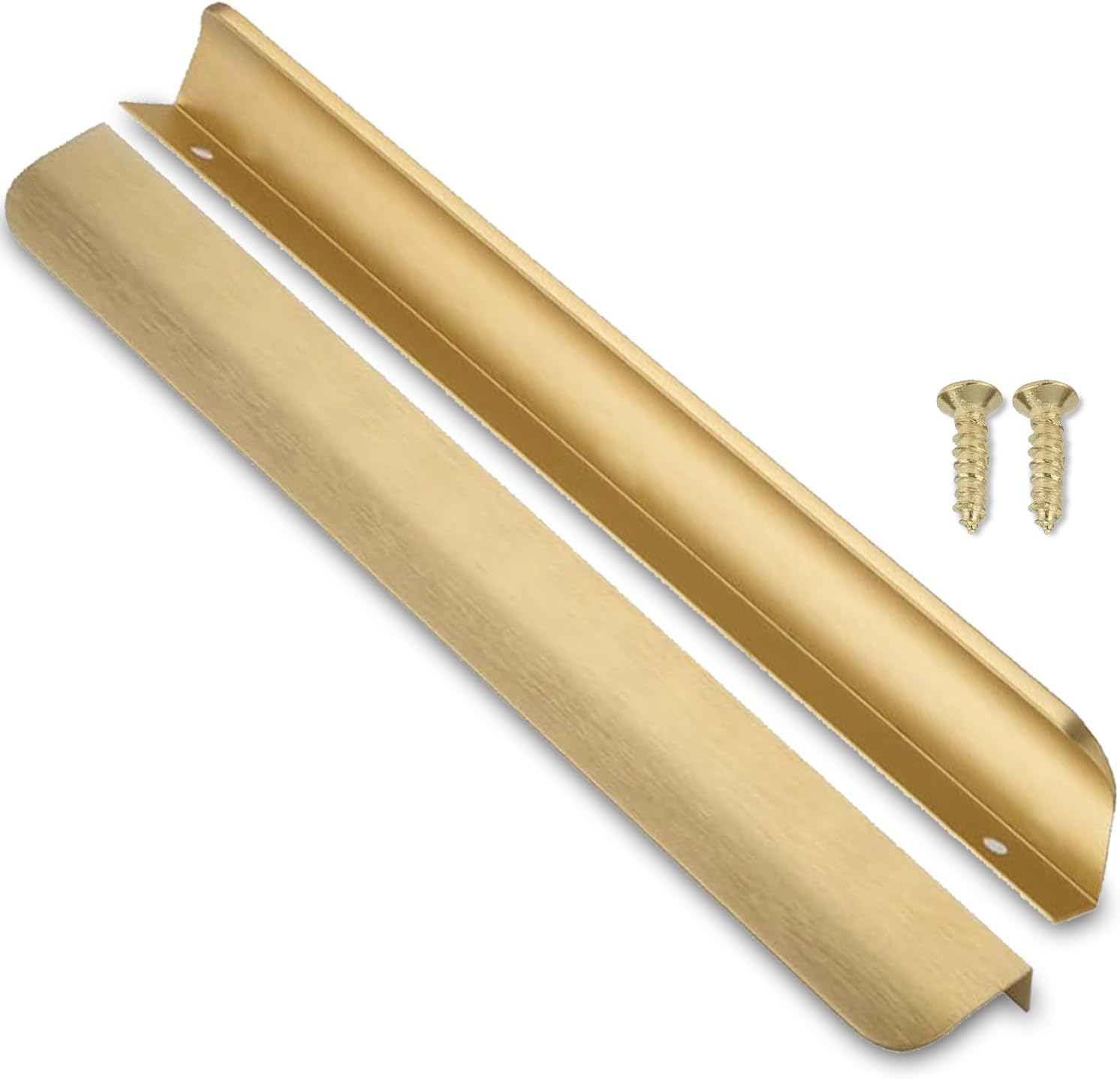 SYZOWPack of 6 300 mm Gold Furniture Handles, Cabinet Handles, Aluminium, Modern Kitchen Handles, Curved Door Handles, Concealed Drawer Handles, Handles for Wardrobe