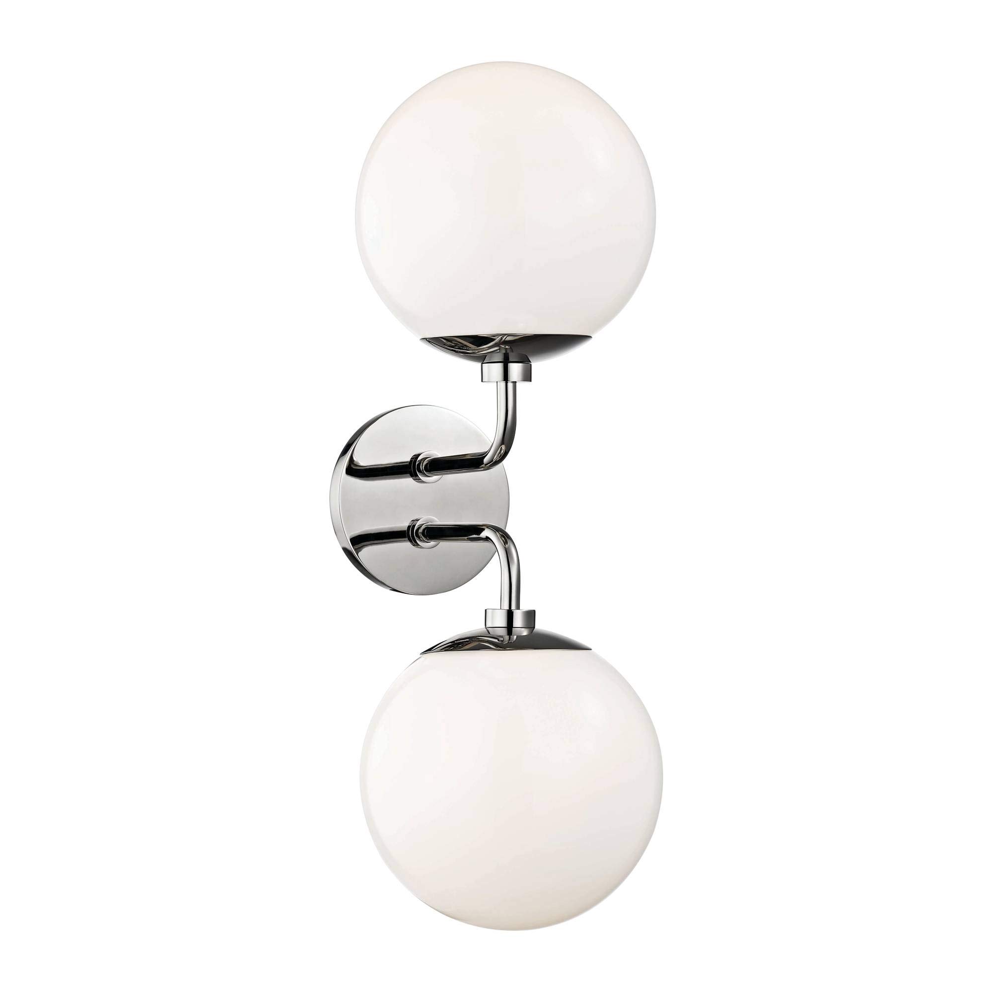 MITZI HUDSON VALLEY LIGHTINGH105102-PN Stella Wall/Sconces, 2-light, 60W, Polished Nickel Finish, White Glass (7.5''W x 21''H)