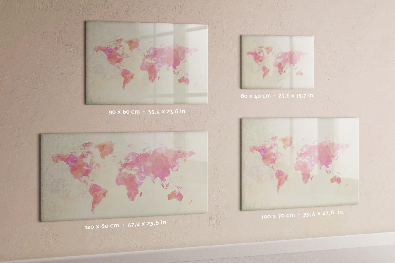 Lavagna in vetro magnetica da parete 120x60 cm | Mappa ad acquerello