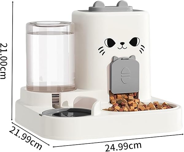 Distributore automatico di cibo per gatti, per gatti a gravitazione, automatico, 1,8 l, distributore di acqua per gatti e gatti da 0,8 l, senza elettricità, per gatti e cani - 2