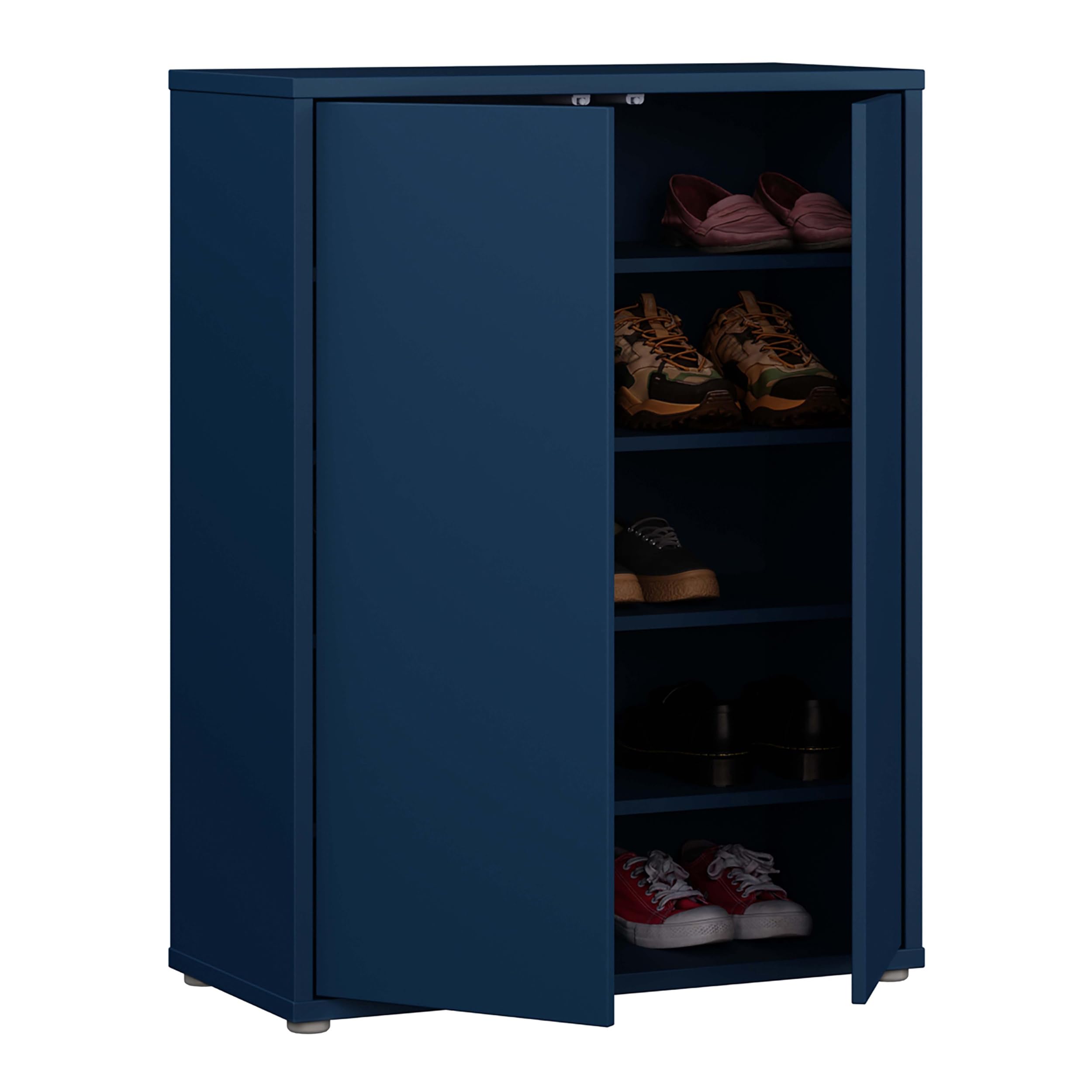 Forte Alice Springs Schuhschrank 70 80, modern-minimalistisch, 2-türig, Holzwerkstoff, Nachtblau, 74,5 cm breit x 99,1 cm hoch x 34,9 cm tief