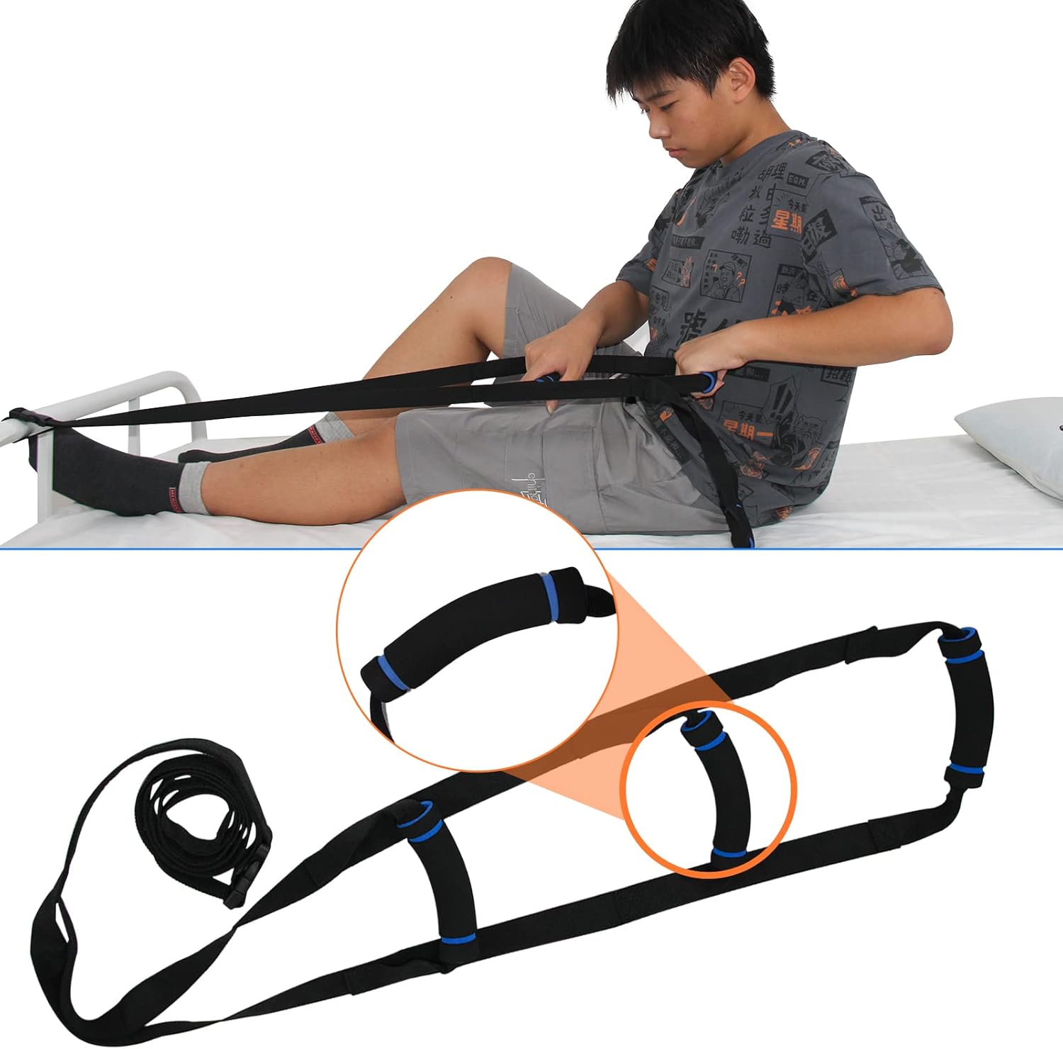 Leetye Mei Bed Ladder Assist with 3 Handles, Bed Rope Ladder Beds Rails Assist Pull