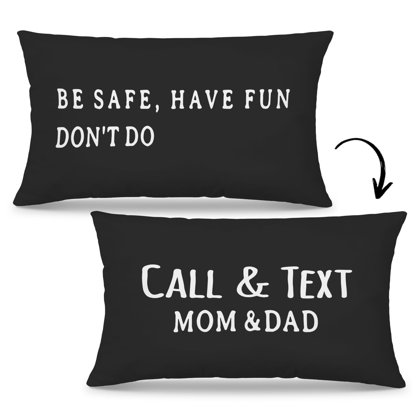 Mingnei Call Your Mom Pillow Cover,Funny Call Your Text Mom Dad Dorm Room College Bed Decorative Reversible Throw Pillow Cover 12 x 20,Gifts for College Freshmen (Black)