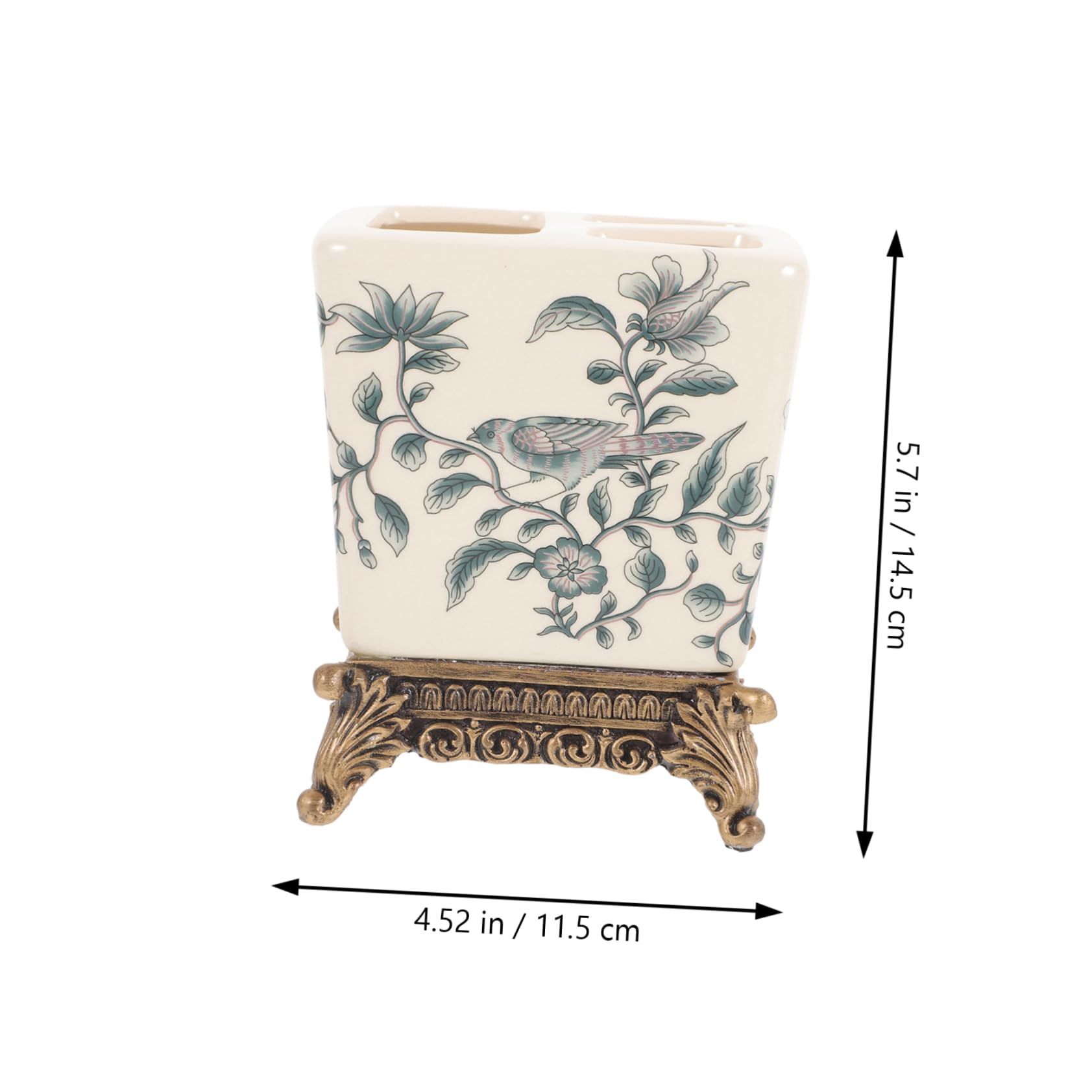 Porta Spazzolini da Bagno in Ceramica Stile Vintage Europeo da Tavolo | Compatto, Semplice Nel Trasporto, Design Multifunzione, per Famiglie e Coppie, Uso Domestico Quotidiano