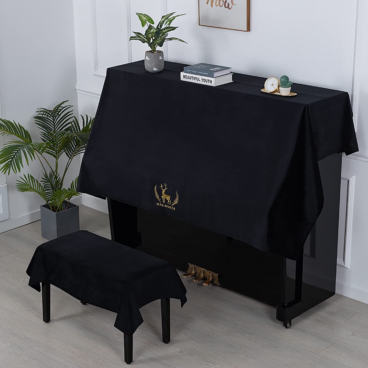 Housse de piano, housse de protection pour piano, housse de piano droit, housse de protection pour 138x200 cm Yamaha Kawai-US divers pianos droits, noir (housse de chaise non incluse)
