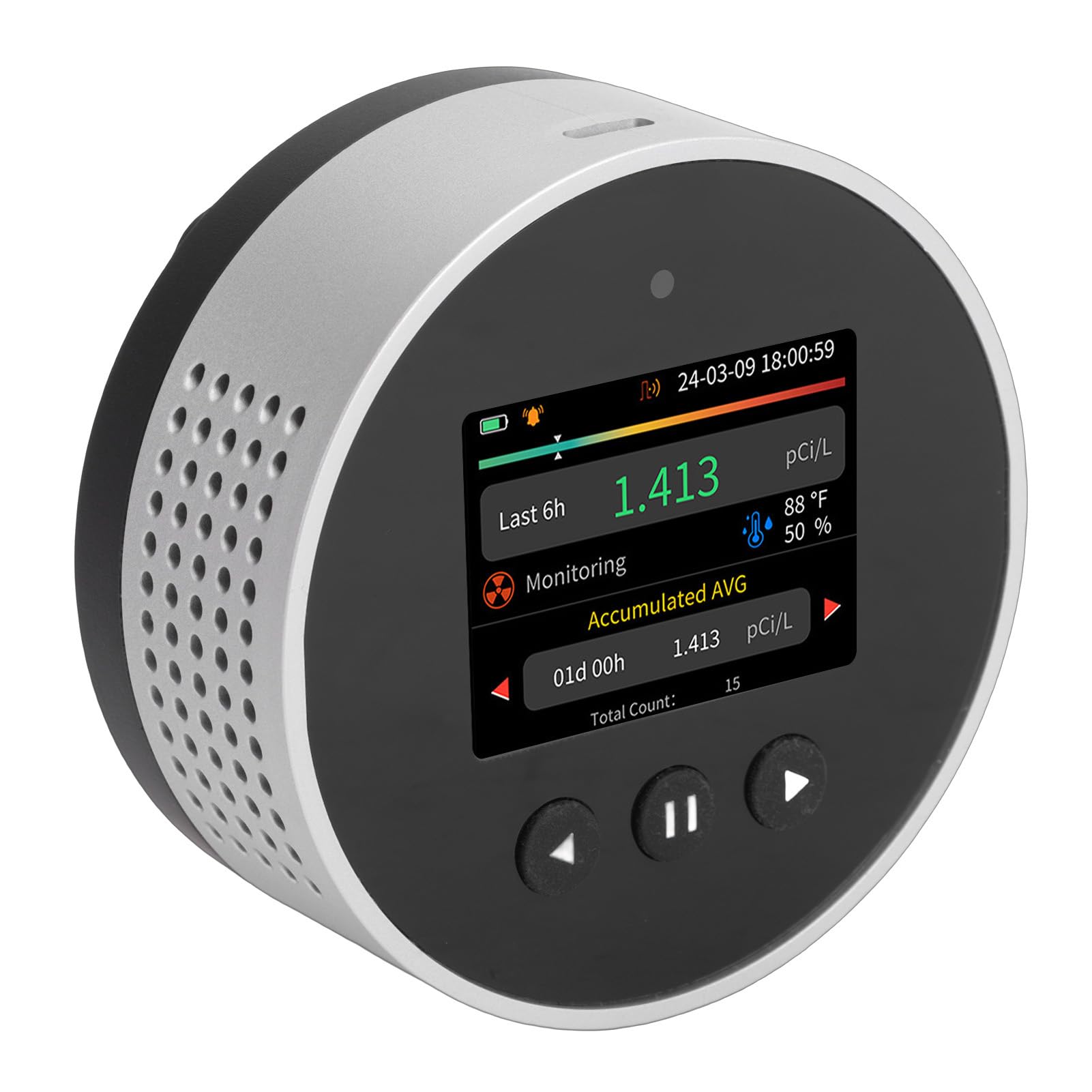 Rilevatore di Radon Domestico, Tester Digitale per Radon con Display LCD con Batteria Ricaricabile per la qualità Dell'aria Interna degli Uffici e delle Scuole nel Seminterrato
