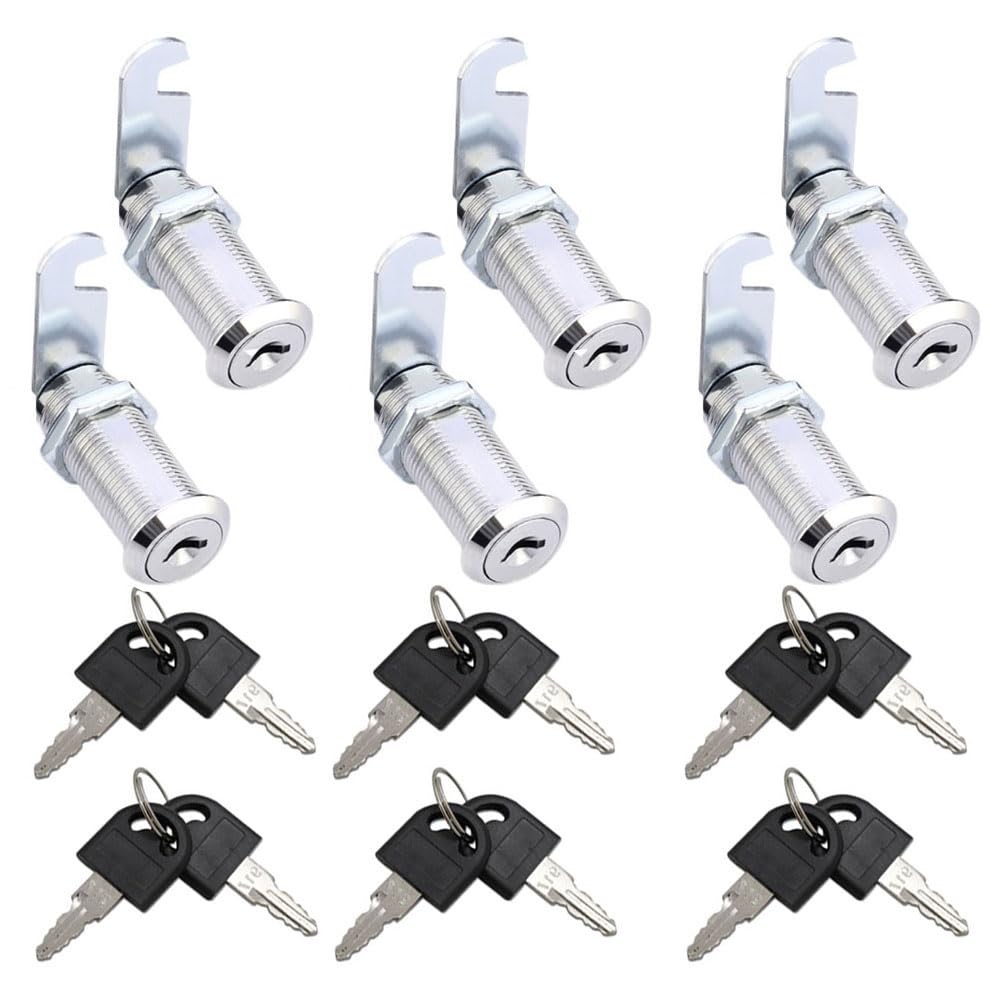 Esforzarse 6 Piezas Cerradura Buzón, 20mm Cerradura de Seguridad para Buzón, Cerraduras para Armario, Cerradura de buzón de seguridad, Aptas para Gabinetes de Archivos y Casilleros de Buzón(Plata)